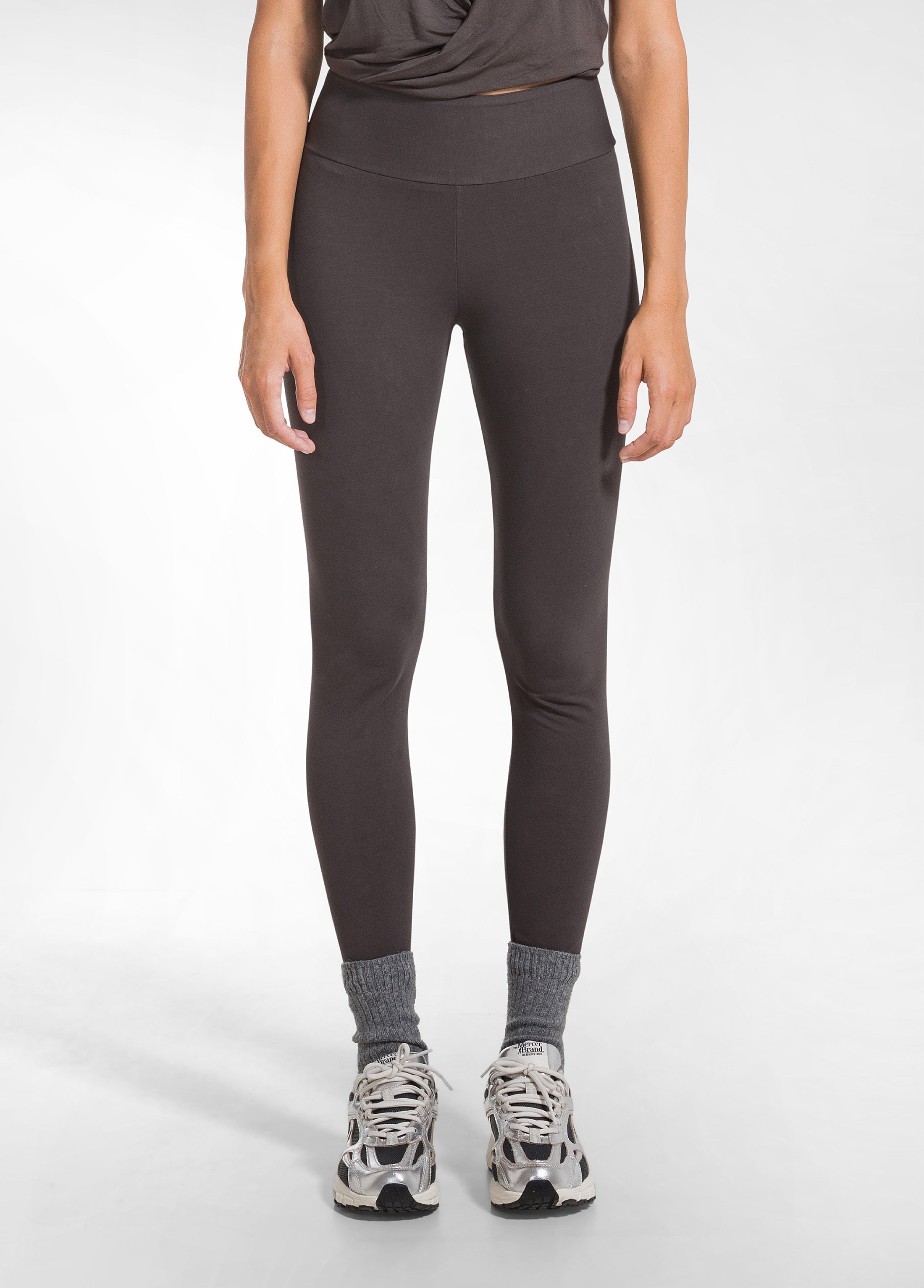 deha-leggings-a-vita-alta-in-jersey-stretch-marrone image 2