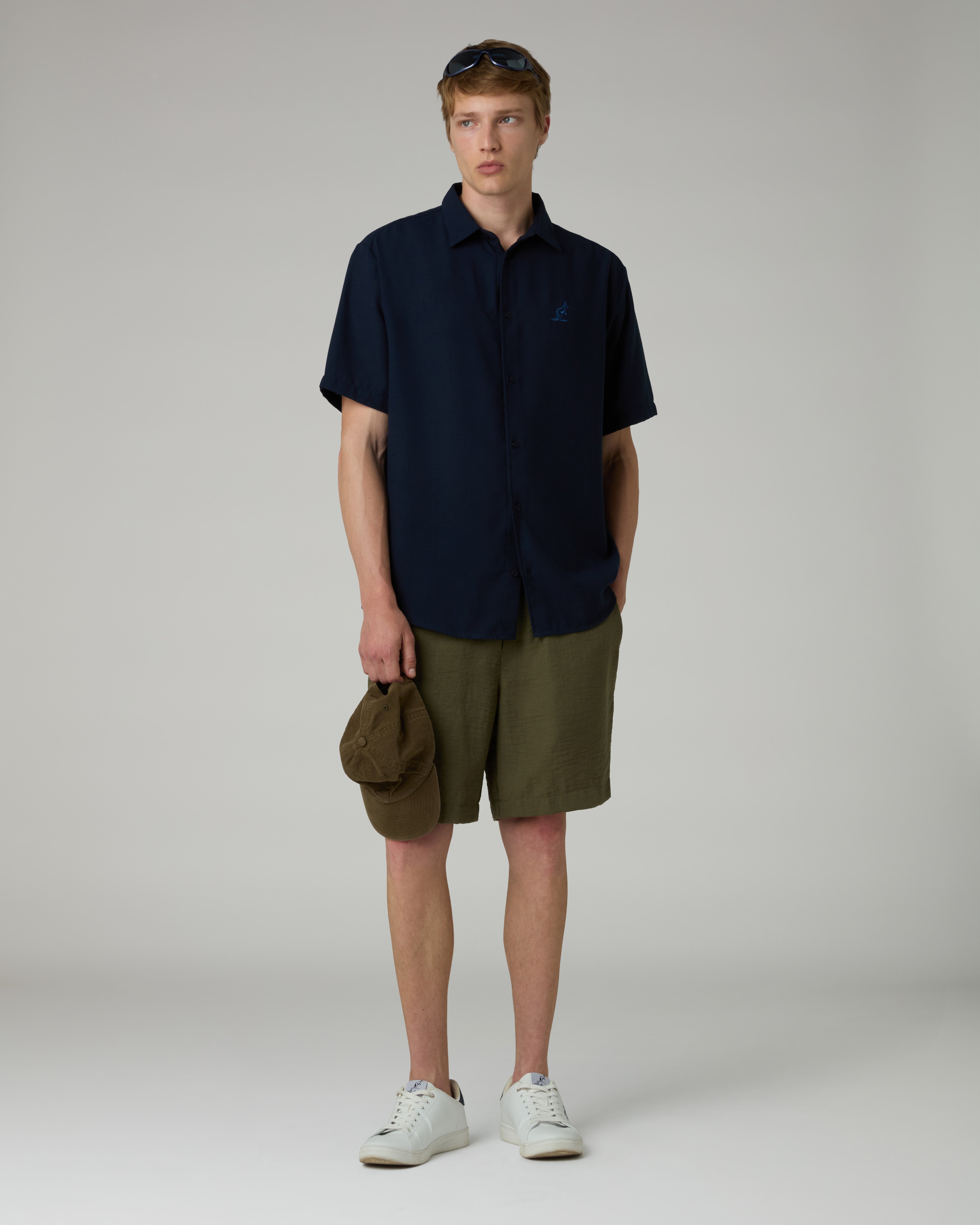 australian-doric-shirt-camicia-canvas-eclipse-blue-manica-corta image 2