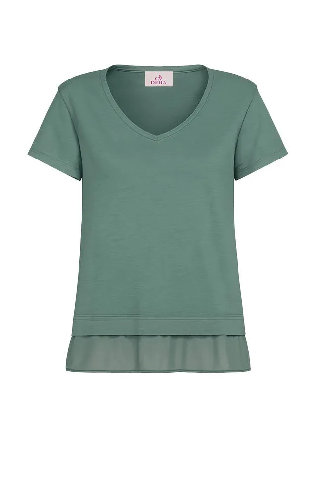 deha-t-shirt-in-cotone-con-dettagli-in-seta-verde image 1