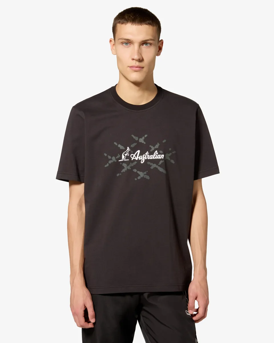 australian-cage-cotton-t-shirt-nera-t-shirt-stampa-petto-made-in-italy image 1
