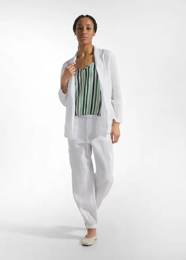 deha-pantalone-cargo-in-lino-bianco-con-elastico image 1