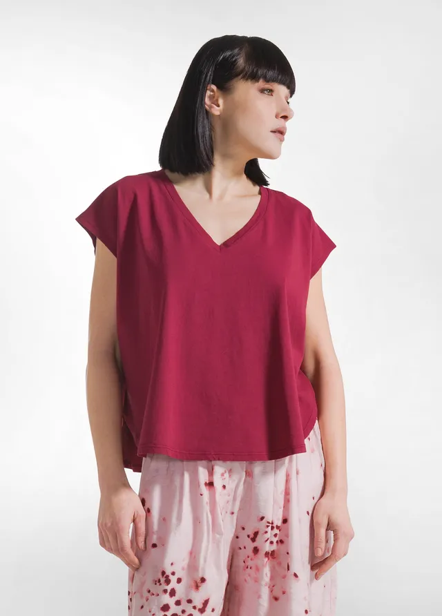 deha-t-shirt-loose-fit-in-jersey-organico-rosso-t-shirt-cotone-made-in-italy image 1
