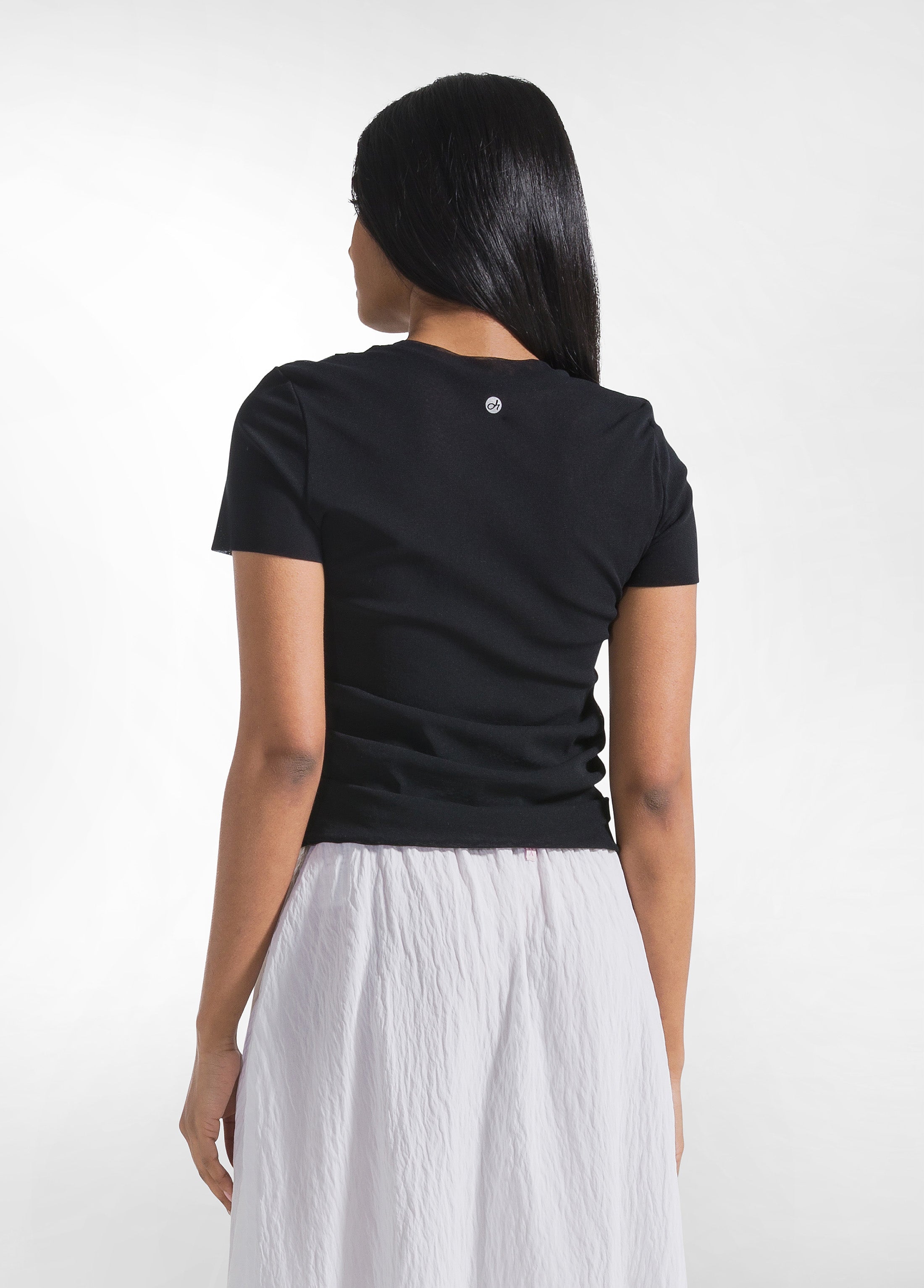 deha-t-shirt-plissettata-doppio-strato-tulle-nero-d42760 image 2
