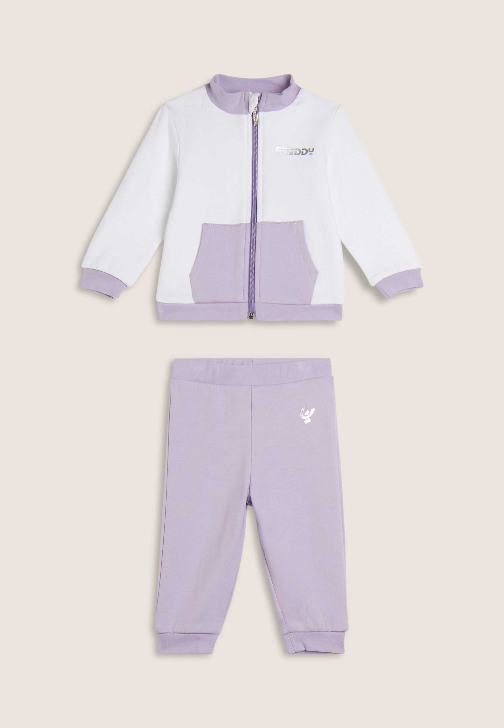 freddy-tuta-baby-in-cotone-elasticizzato-full-zip-con-logo-argento image 1