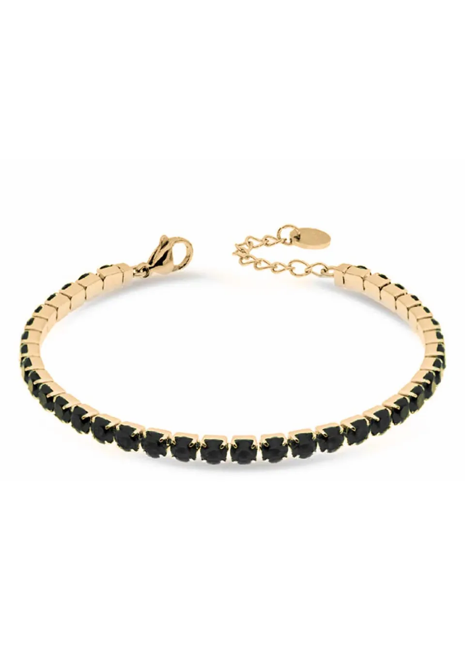 bracciale-tennis-oro-in-acciaio-316l-con-gemme-nere-4-mm image 1