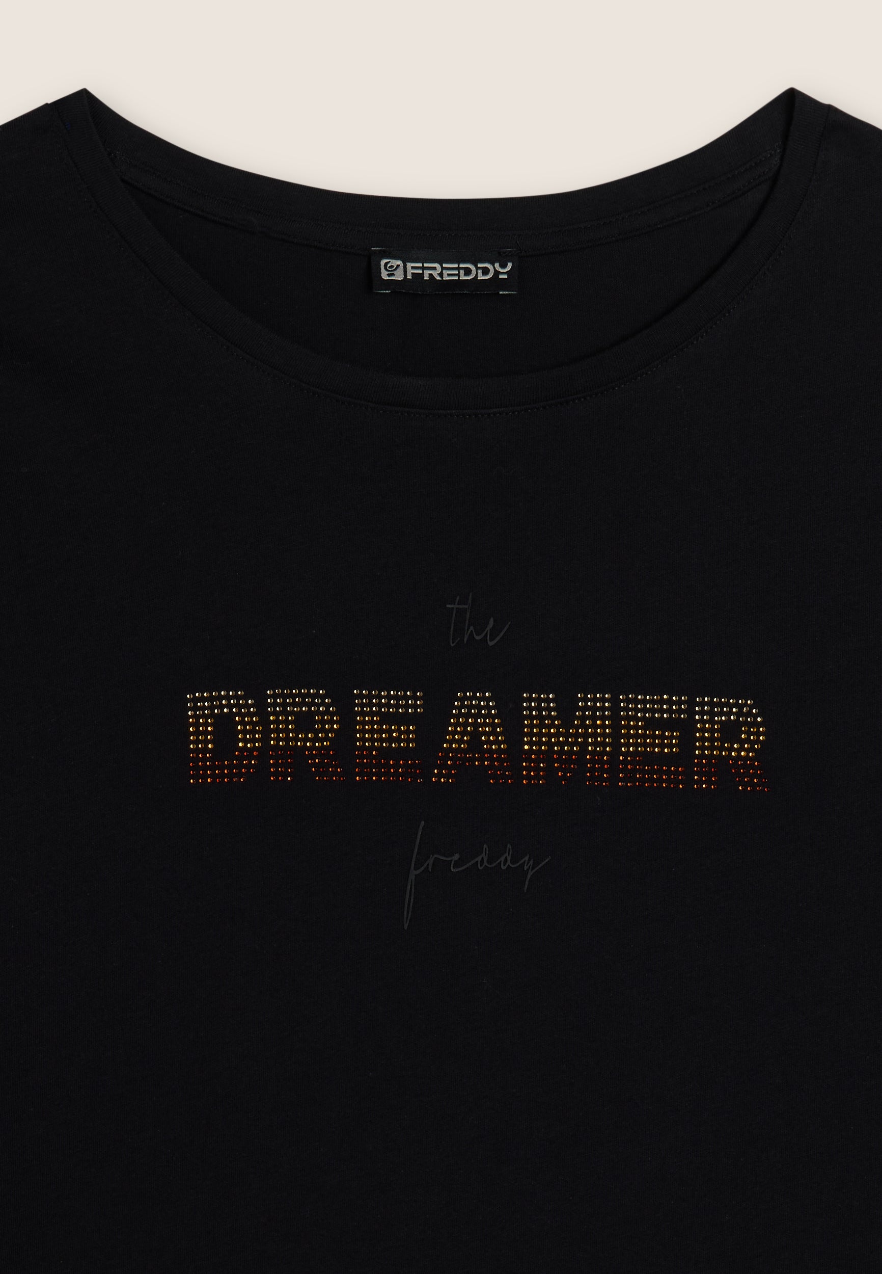 freddy-t-shirt-donna-maniche-lunghe-dreamer-in-strass-jersey-supima image 6