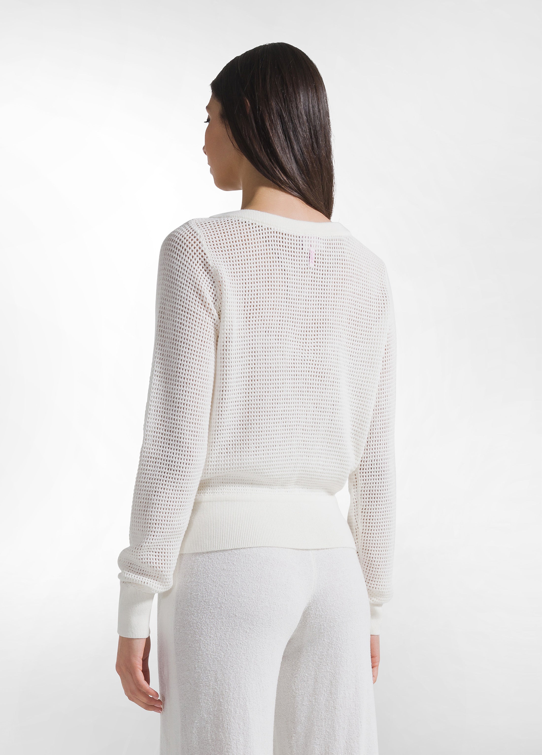 deha-d42421-maglia-in-cotone-effetto-rete-bianca image 2
