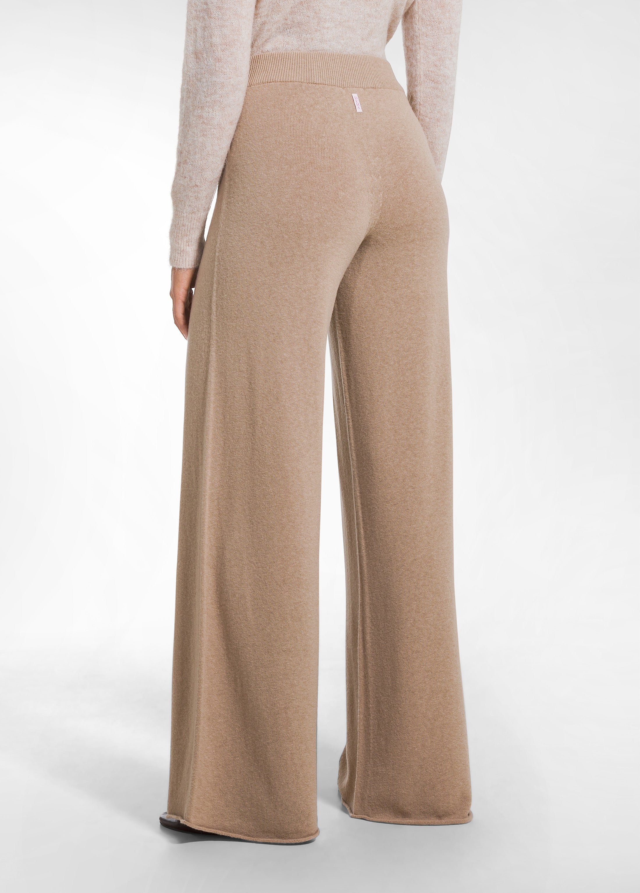 deha-d52716-pantaloni-in-lana-leggera-marrone-a-gamba-ampia image 3