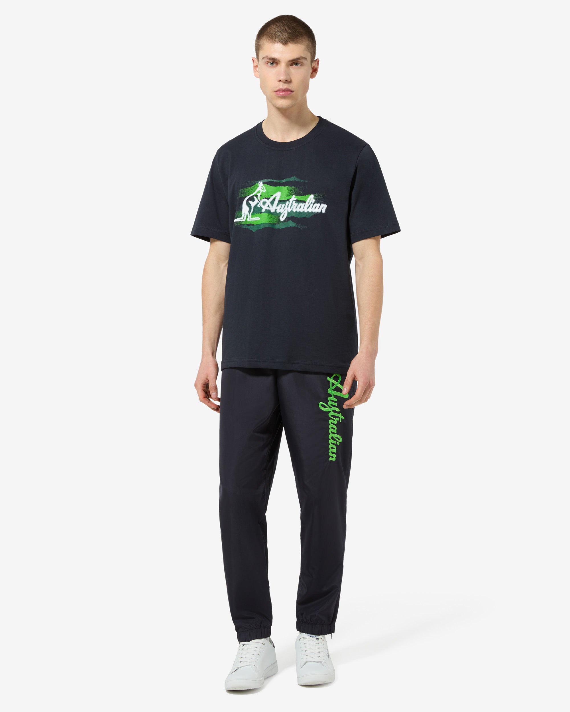 australian-logo-smash-track-pant-pantalone-tuta-blu-navy-verde-kawasaki image 2