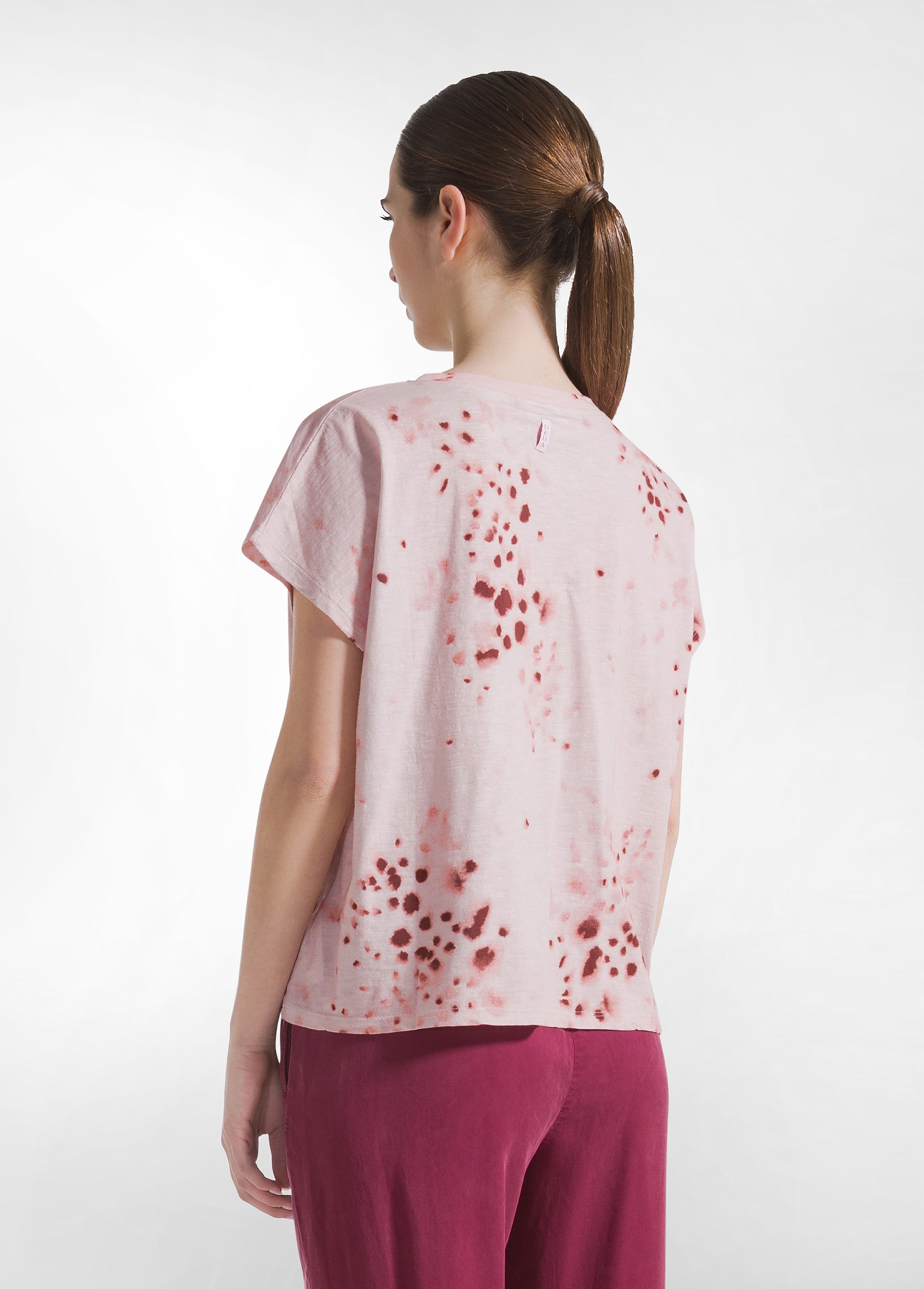deha-t-shirt-in-cotone-fiammato-all-over-rosa-maglietta-casual-donna image 2