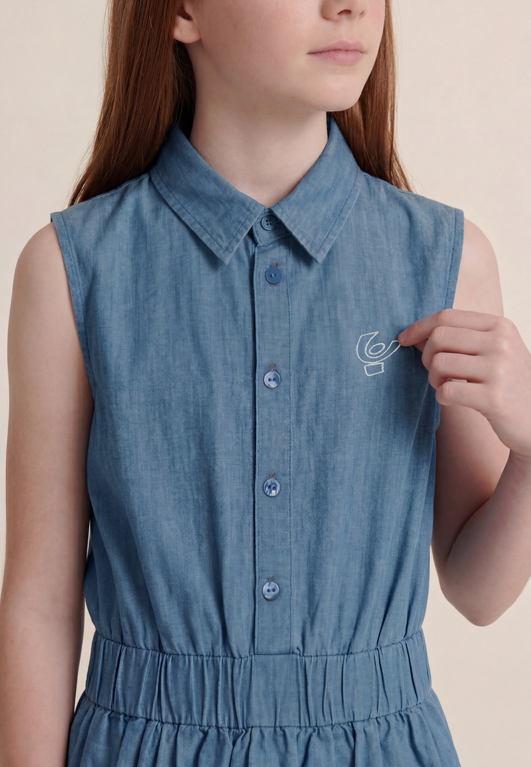 freddy-abito-smanicato-chambray-bottoni-bambina-e-ragazza image 4