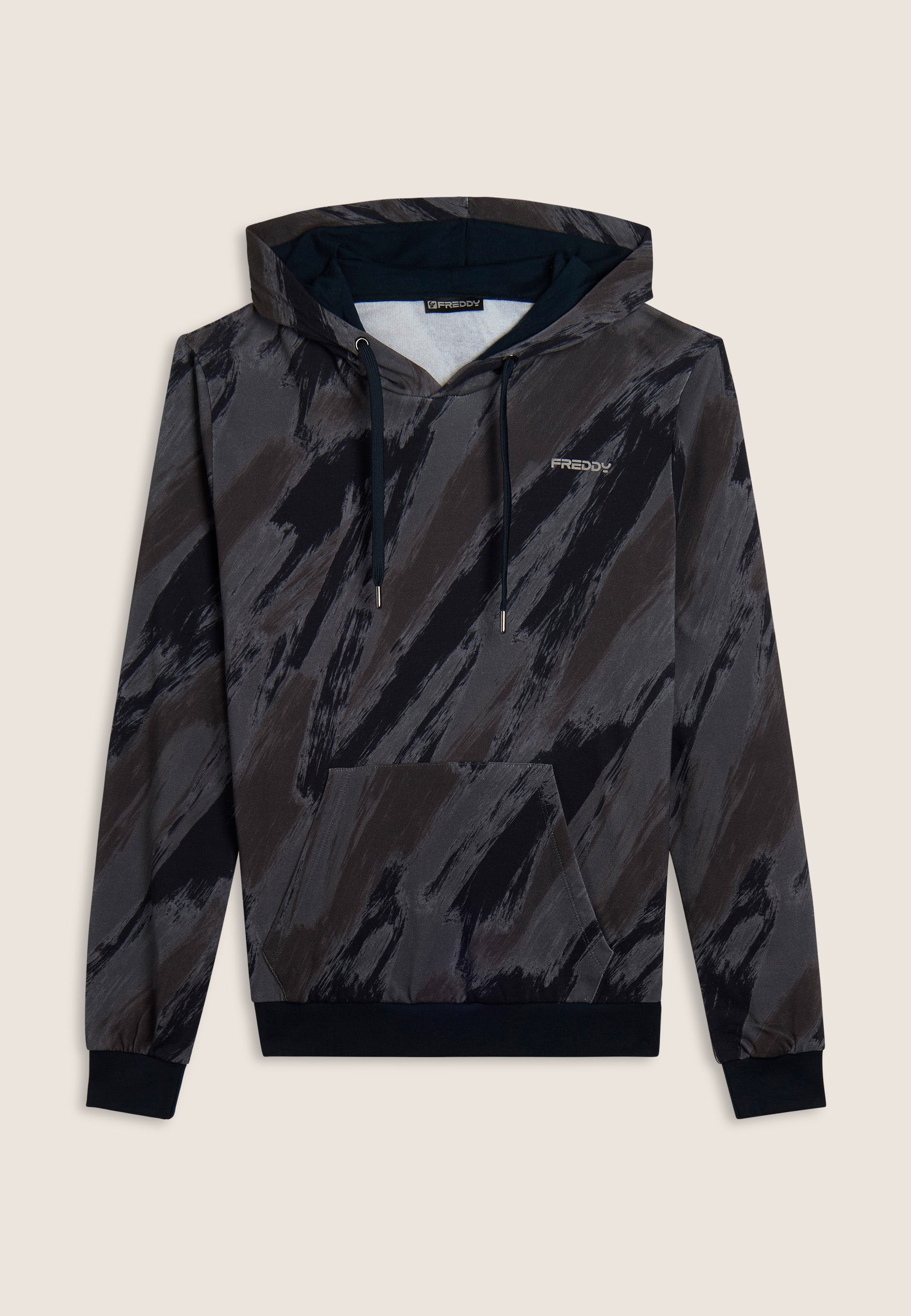 freddy-felpa-uomo-con-cappuccio-stampa-all-over-pennellata-e-marsupio image 8