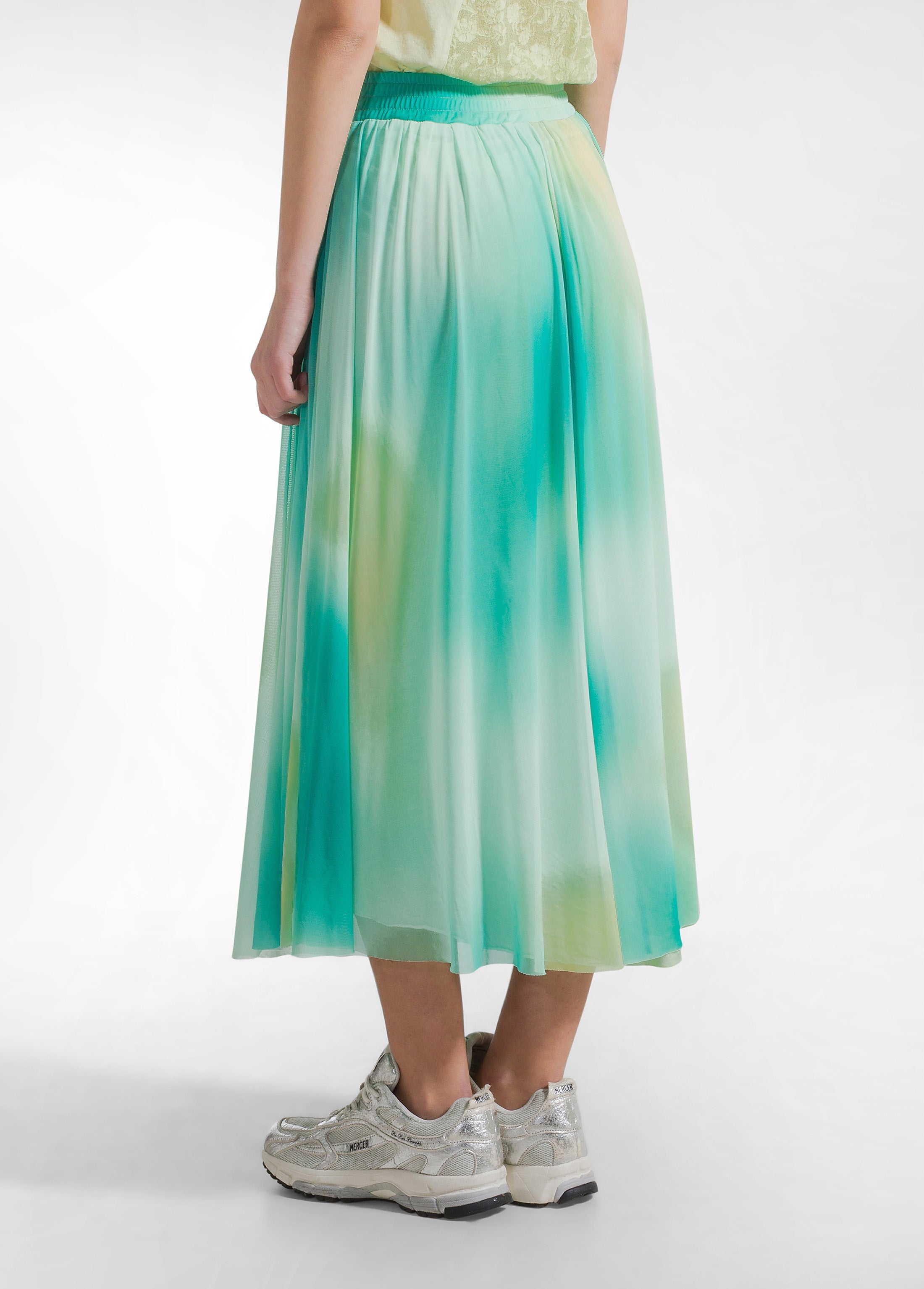 deha-gonna-plissettata-in-tulle-allover-blu-gonna-fluida-vita-elasticizzata image 3