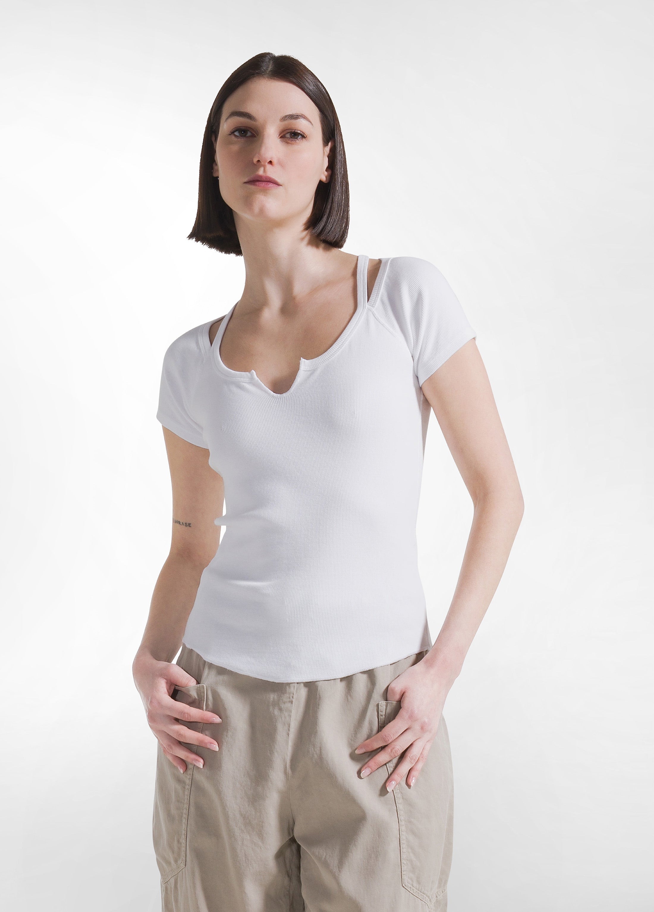 deha-t-shirt-aderente-costina-bianco-cotone-biologico image 1