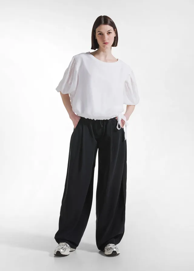 deha-d42757-pantaloni-dritti-in-twill-di-lyocell-nero image 1