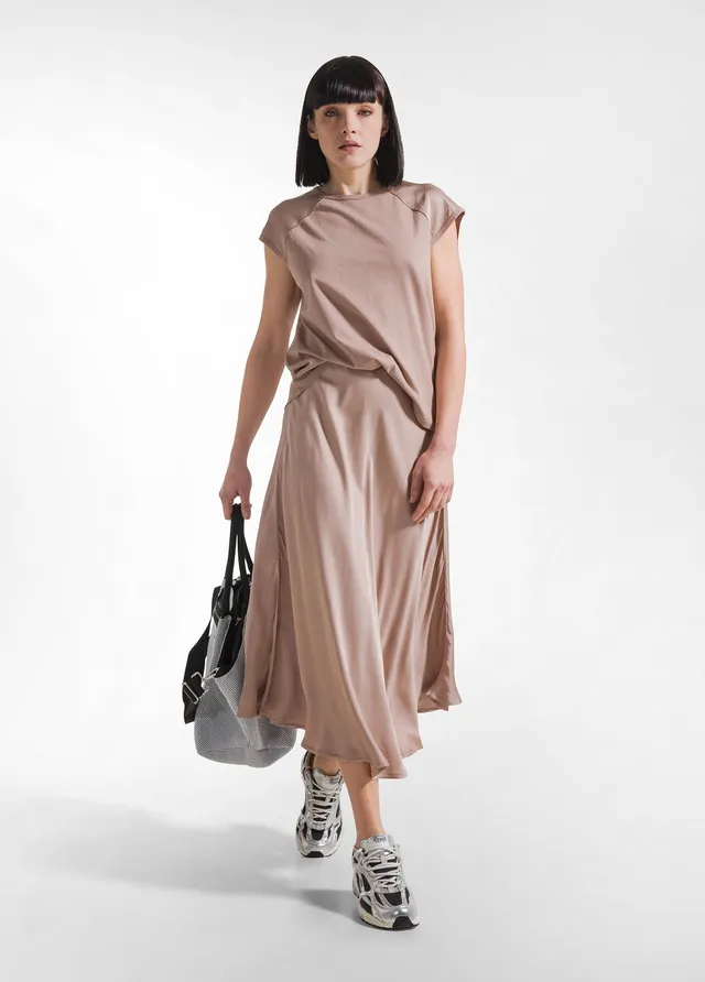 deha-gonna-in-satin-di-viscosa-marrone-d42465 image 1