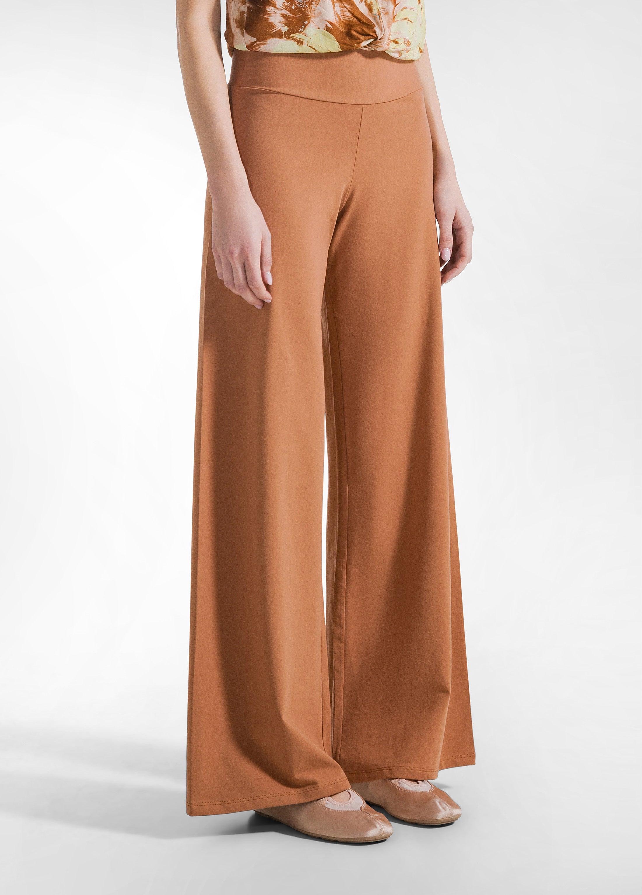 deha-pantalone-gamba-larga-in-jersey-marrone-yoga image 2