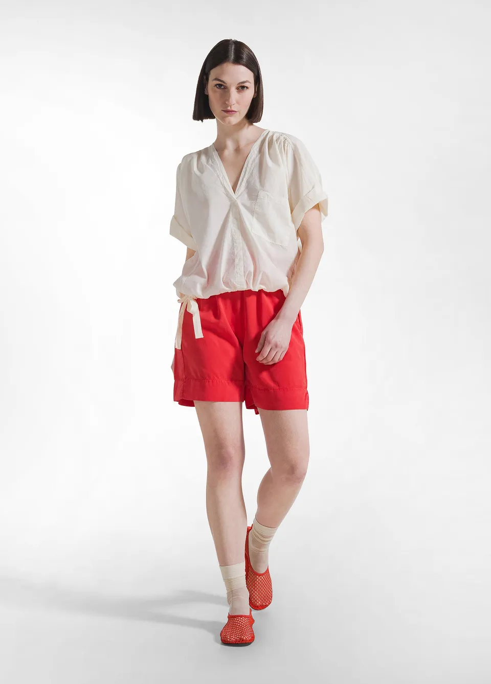 deha-shorts-in-twill-di-lyocell-rosso image 1