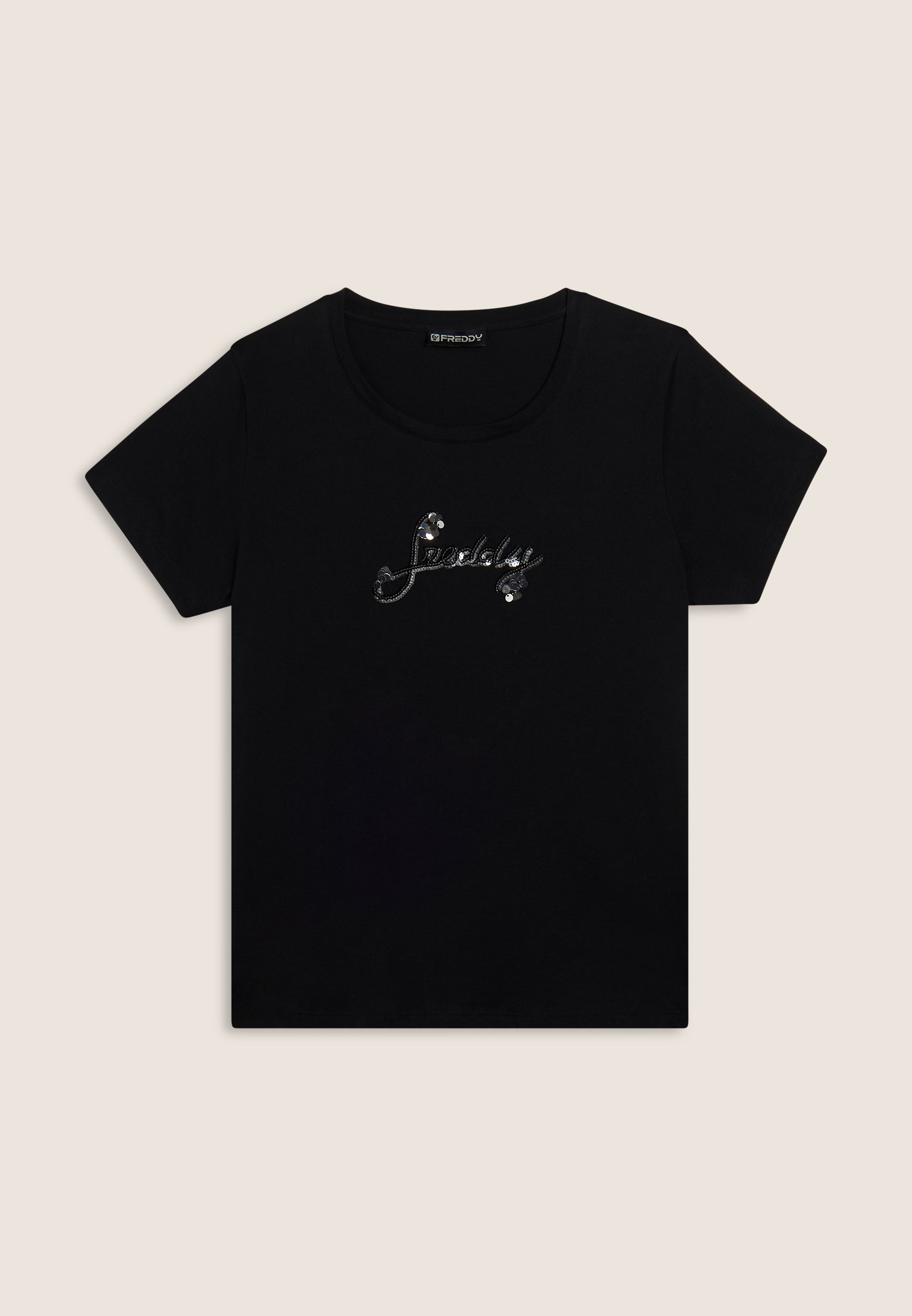 freddy-t-shirt-cotone-supima-logo-paillettes-bicolore image 5