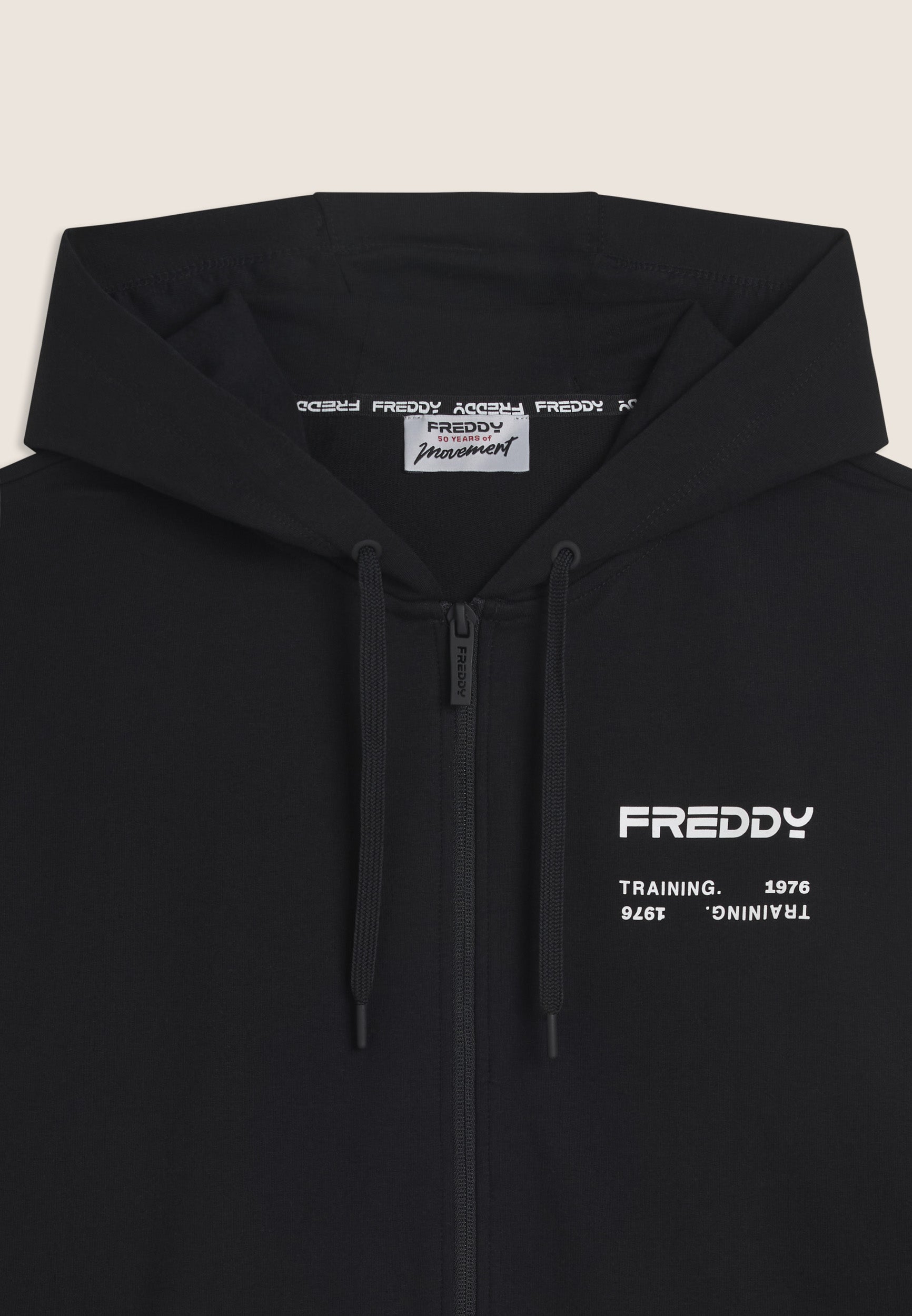 freddy-felpa-uomo-con-cappuccio-full-zip-e-bande-tono-su-tono image 7