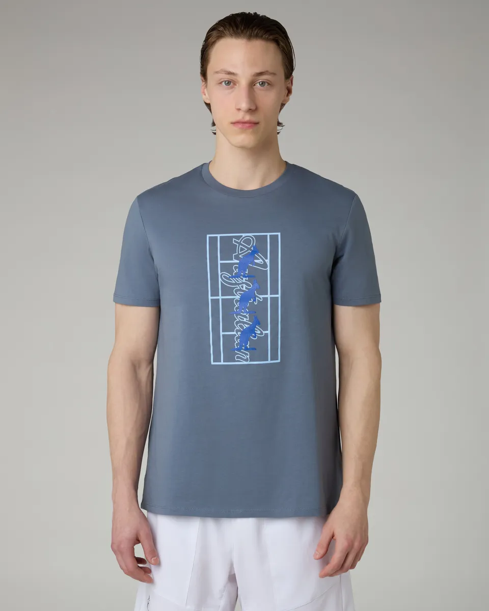 australian-kangaroo-field-t-shirt-maglietta-cotone-grigio-flint-stone image 1