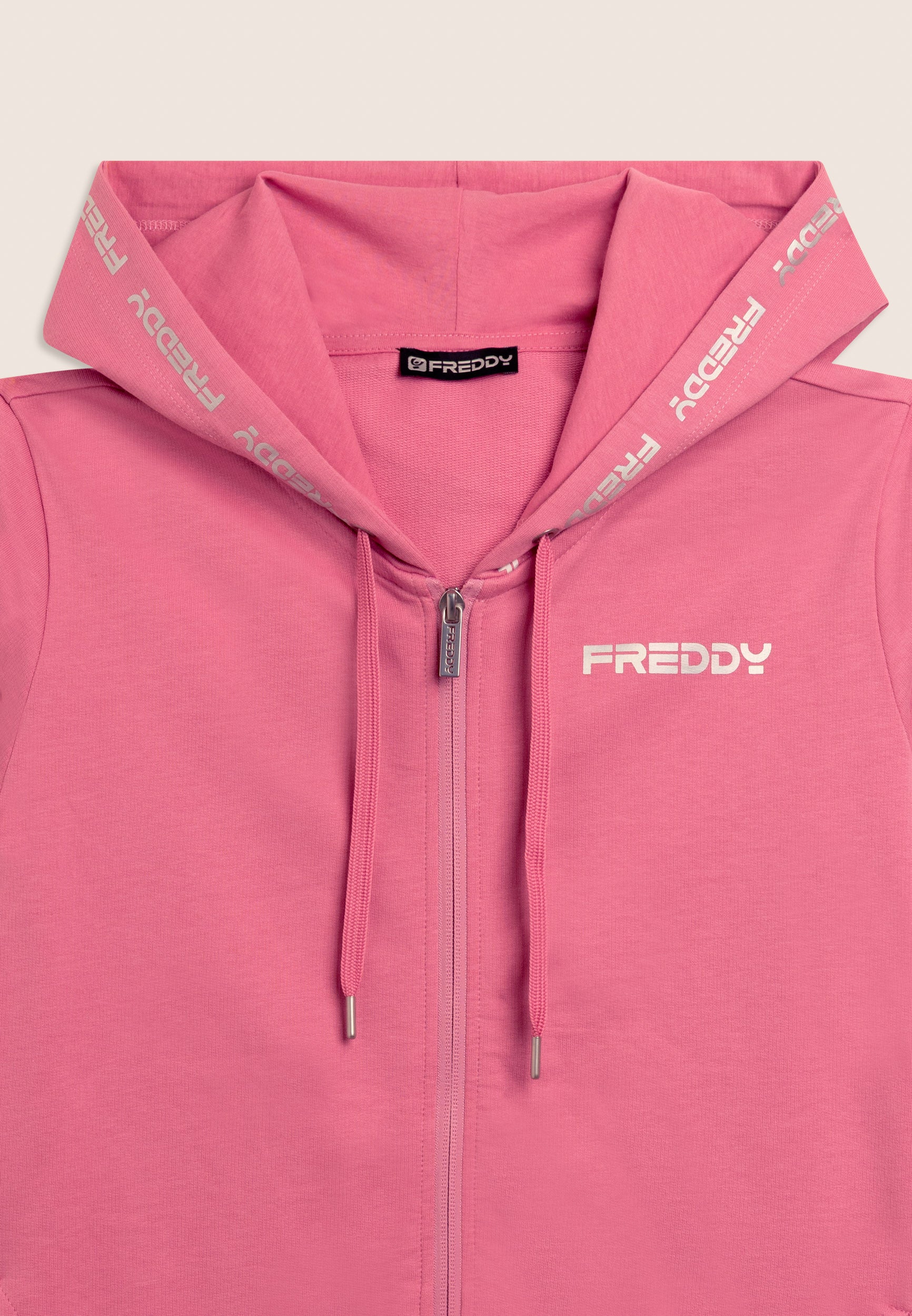 freddy-tuta-con-zip-e-cappuccio-in-interlock-di-cotone-con-inserti-a-contrasto image 8