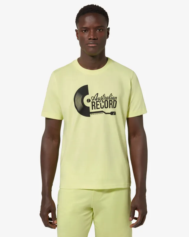 australian-record-t-shirt-t-shirt-cotone-lime-stampa-petto image 1