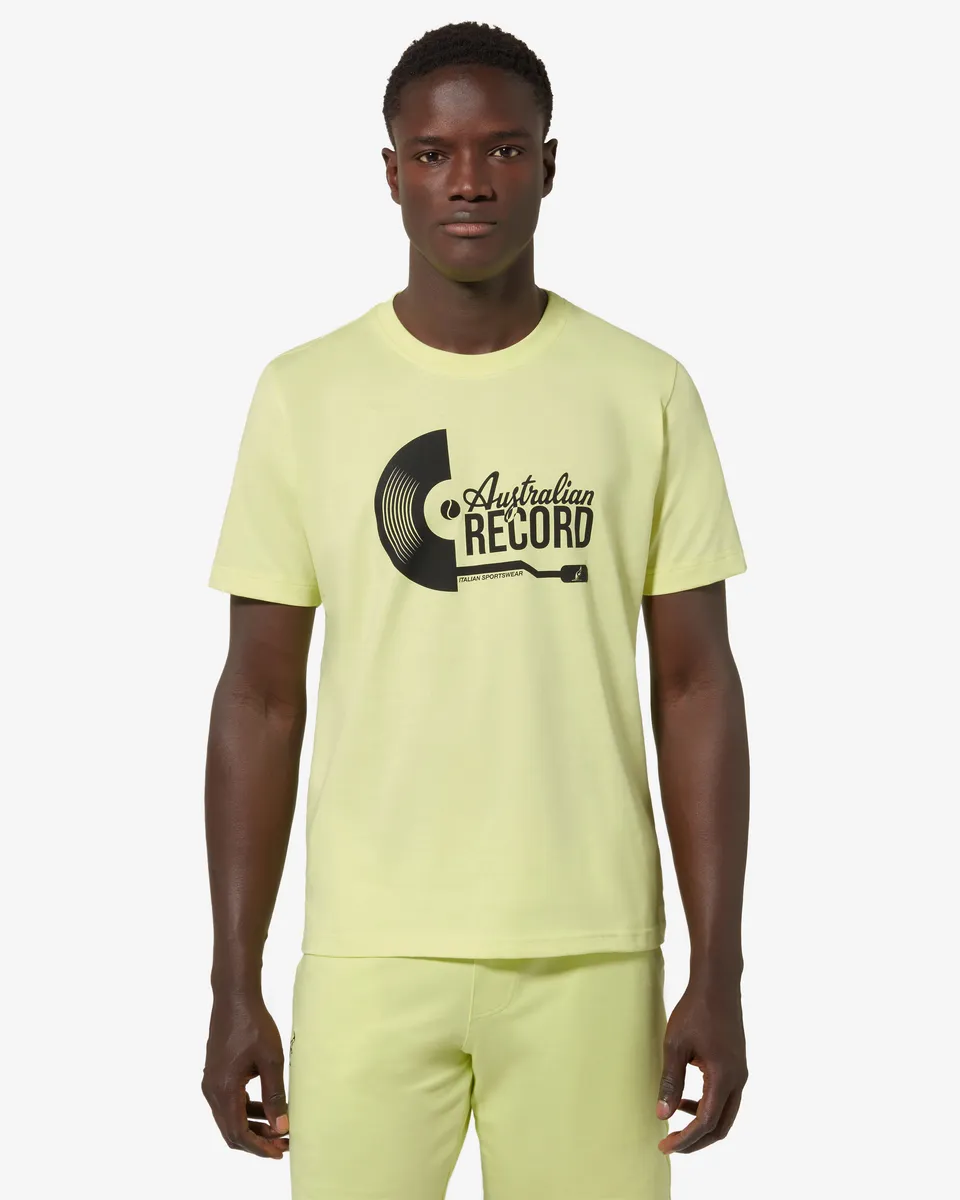 australian-record-t-shirt-t-shirt-cotone-lime-stampa-petto image 1