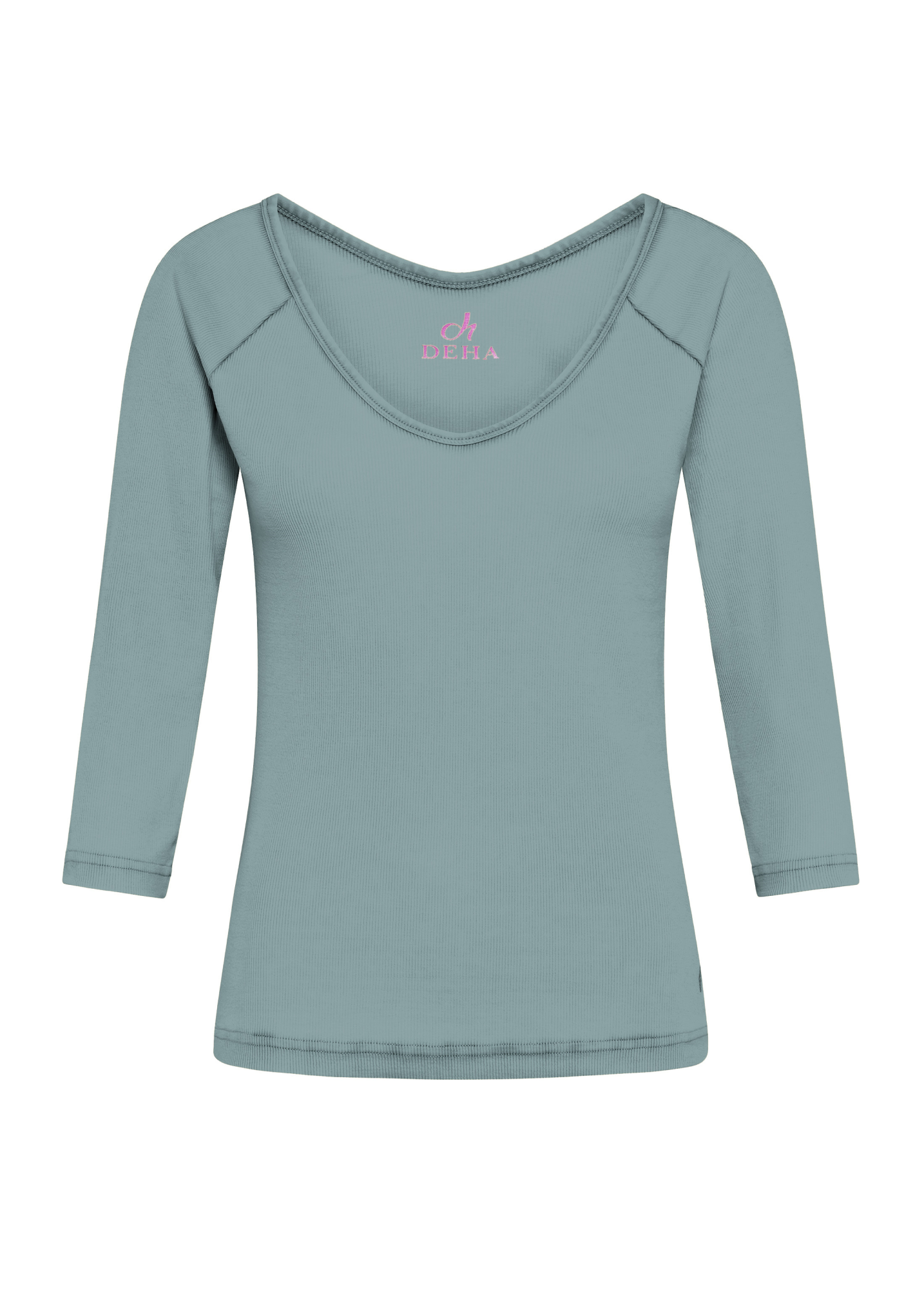 deha-t-shirt-scollo-v-tintura-fade-blu-c22053 image 1