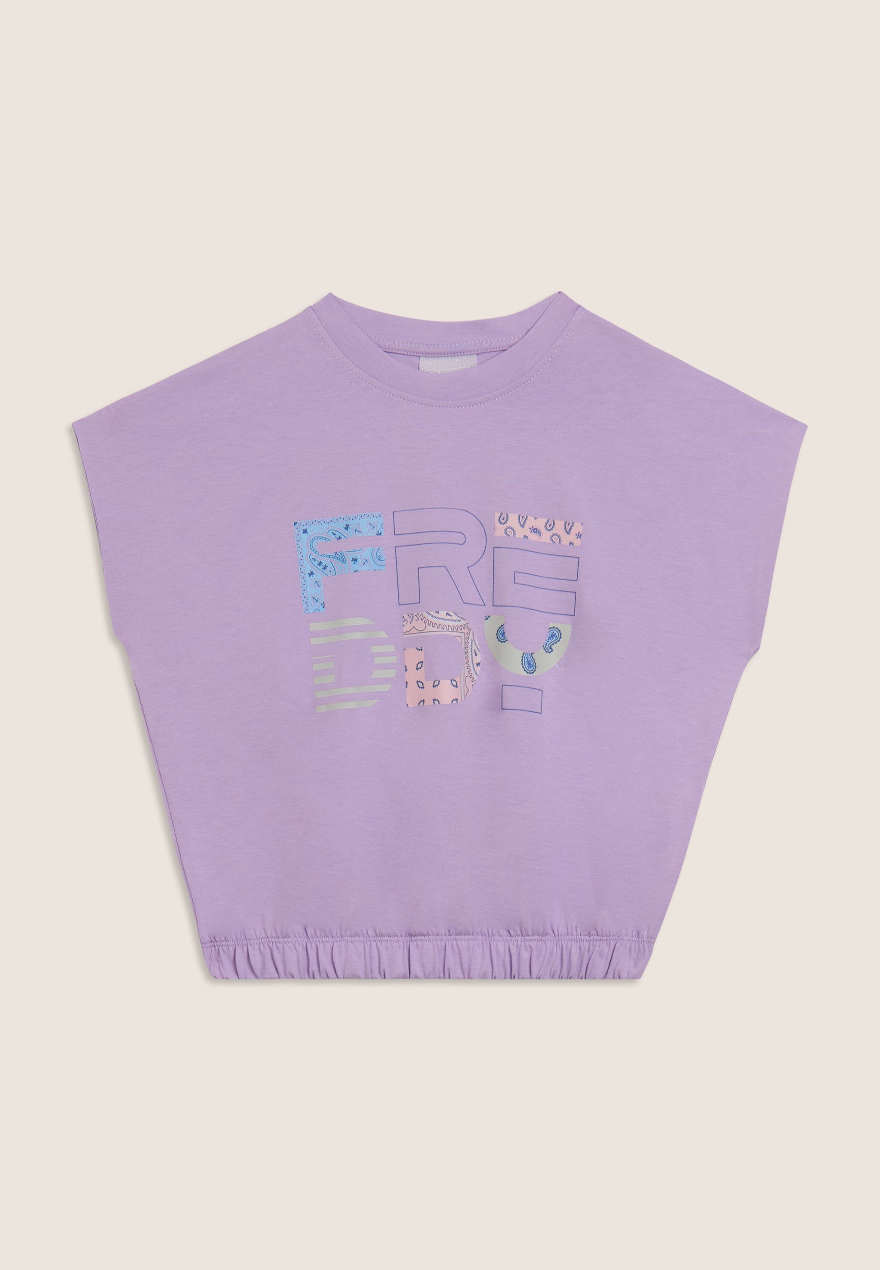 freddy-t-shirt-cropped-bambina-senza-maniche-con-logo-fantasia image 5