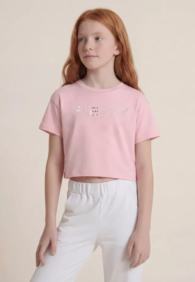 freddy-t-shirt-cropped-junior-con-apertura-retro-e-strass image 1