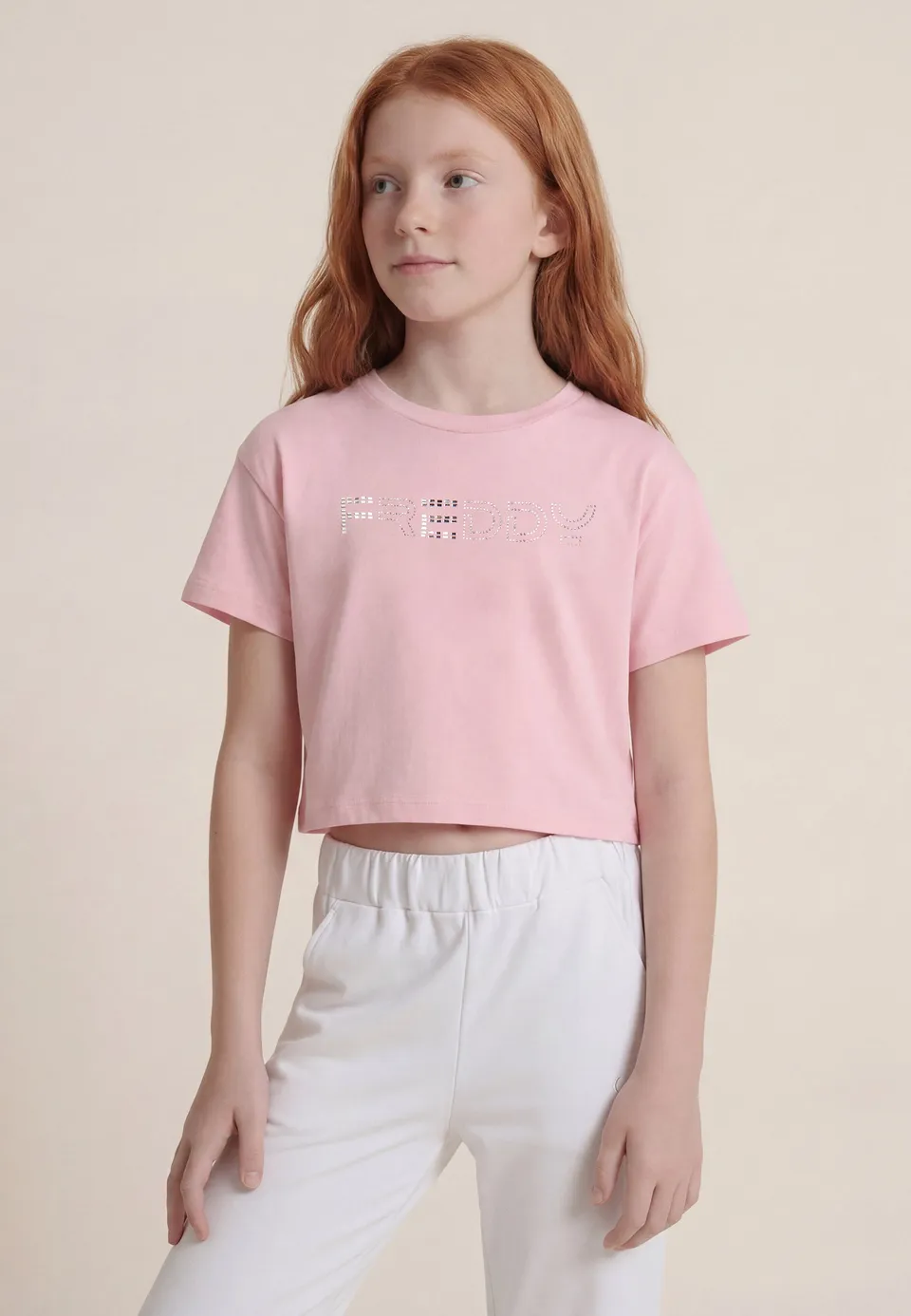freddy-t-shirt-cropped-junior-con-apertura-retro-e-strass image 1