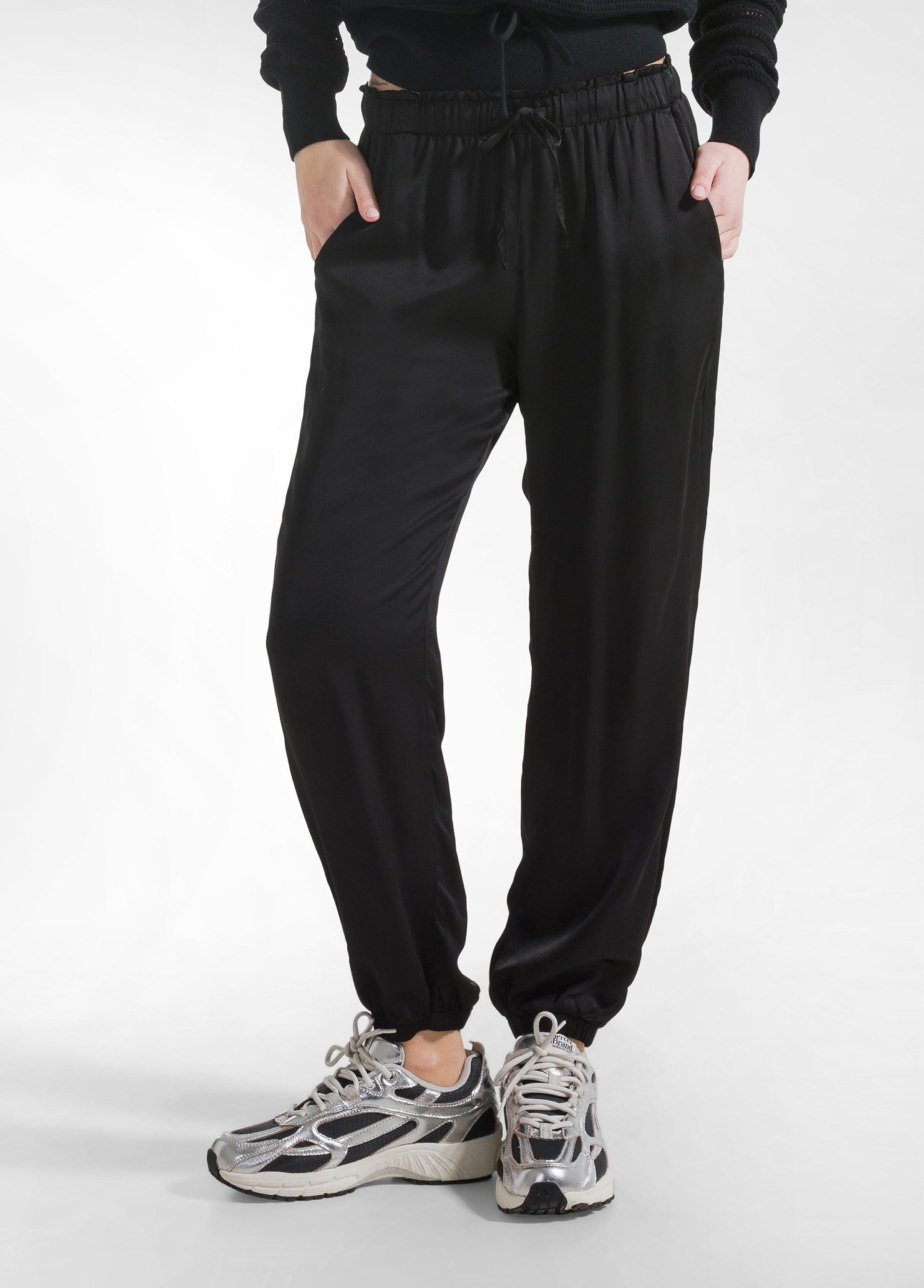 deha-pantaloni-jogger-in-satin-nero-100-viscosa-donna image 2