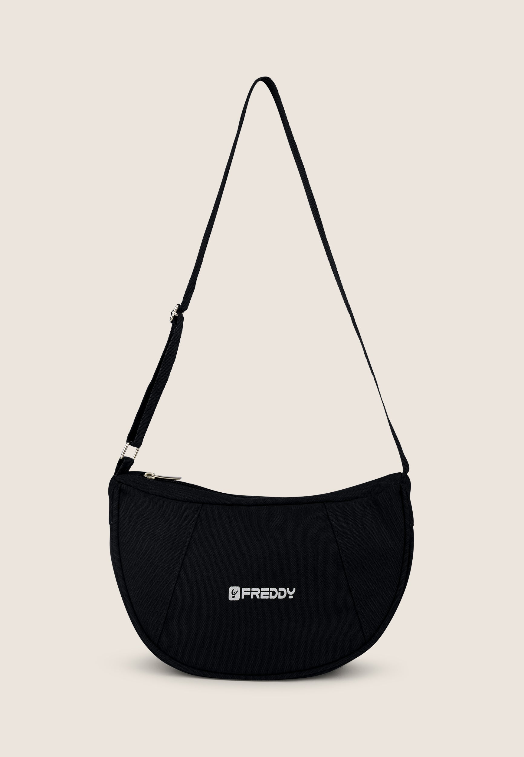 freddy-borsa-a-spalla-mezzaluna-canvas-30x10x20-cm-con-zip image 1