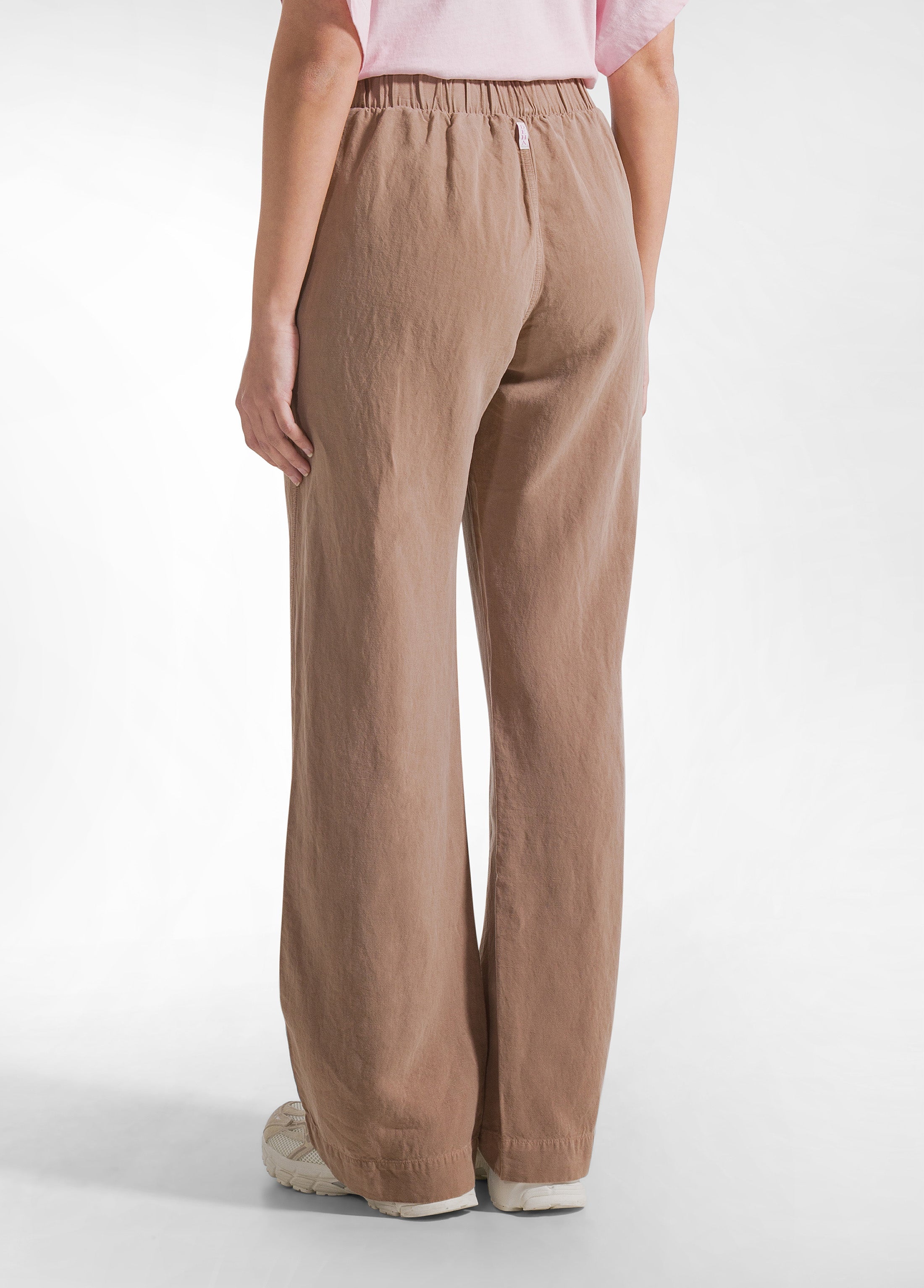 deha-pantaloni-dritti-in-lino-fiammato-marrone image 3