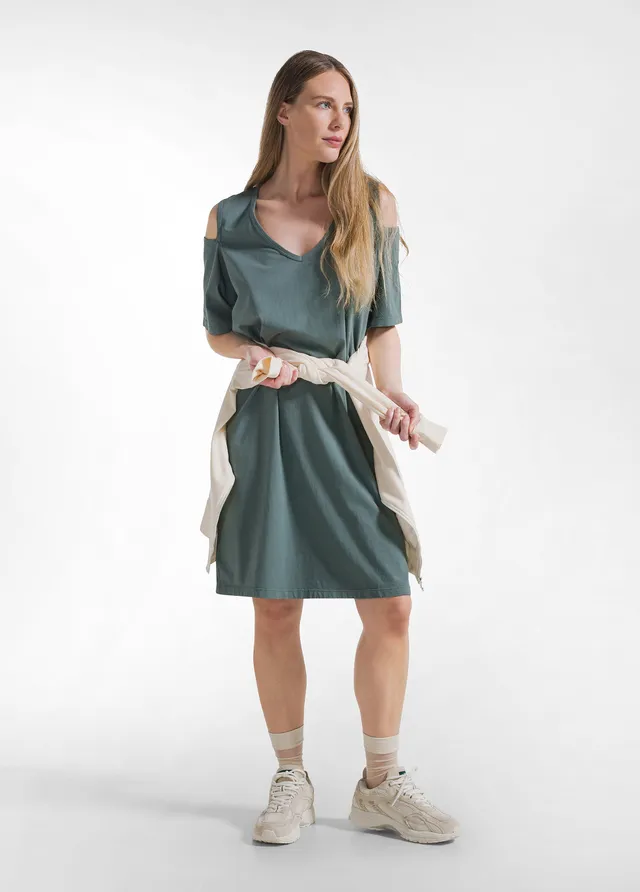 deha-abito-in-jersey-verde-con-cut-out-d42359-vestito-in-cotone-leisurewear image 1