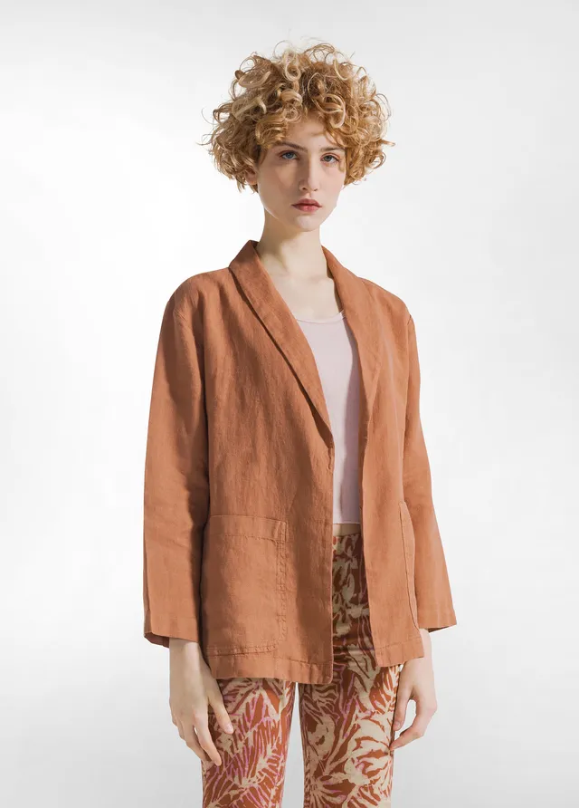 deha-blazer-in-lino-marrone-destrutturato image 1