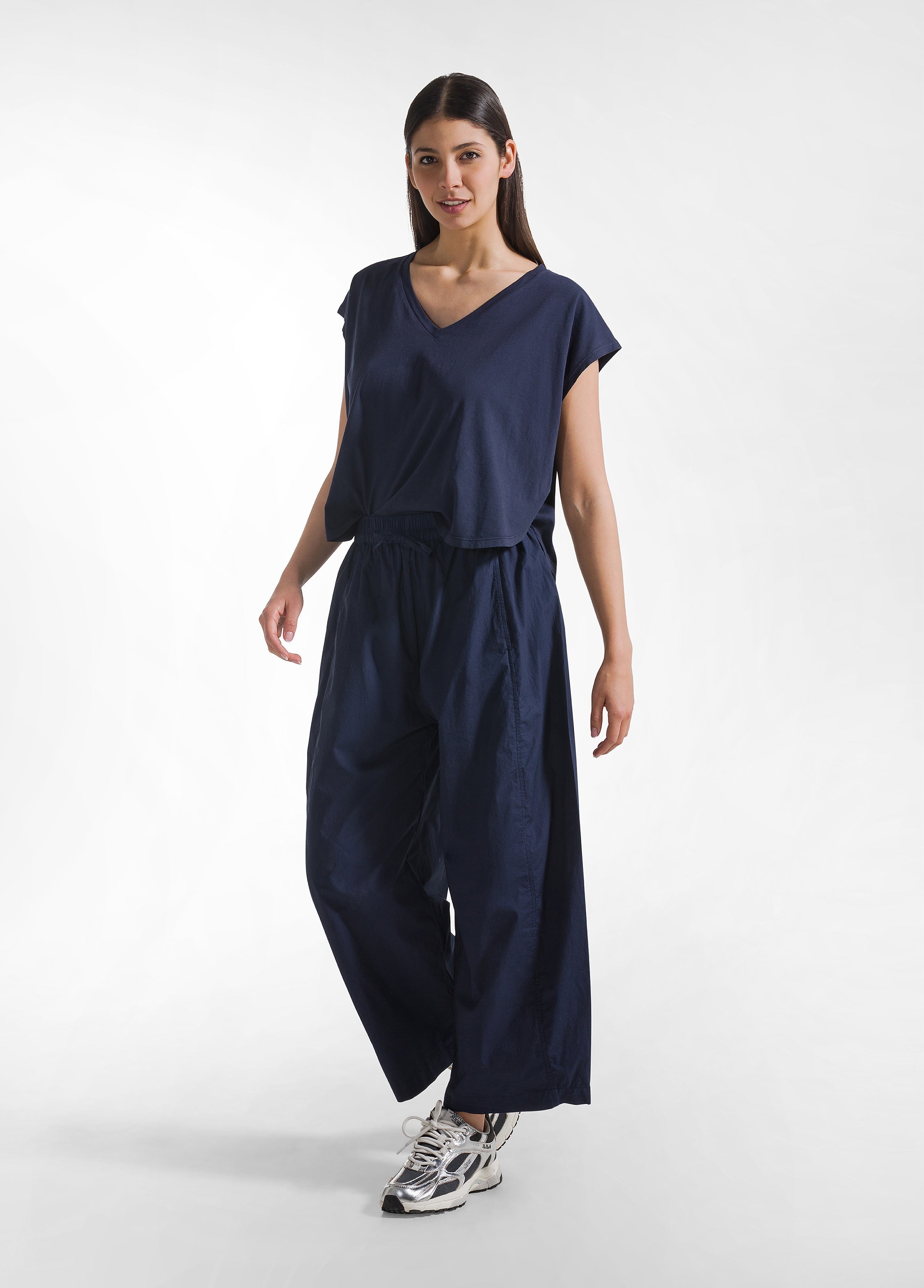 deha-d42715-pantaloni-baggy-popeline-parachute-blu image 1