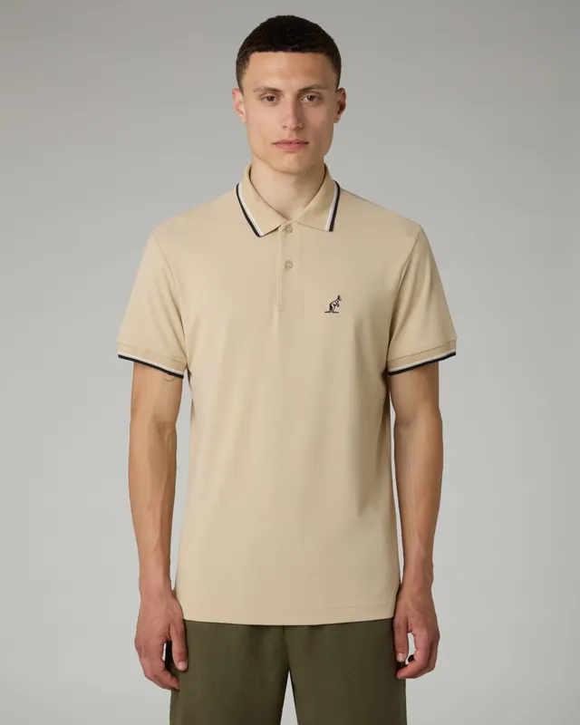 australian-2-stripes-polo-shirt-sabbia-in-piquet-tecnico-regular-fit image 1