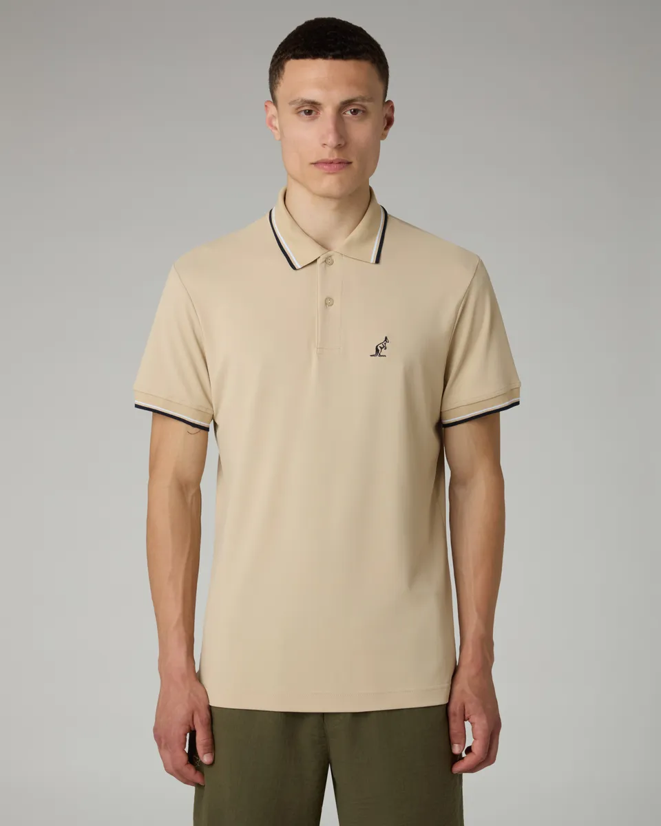 australian-2-stripes-polo-shirt-sabbia-in-piquet-tecnico-regular-fit image 1