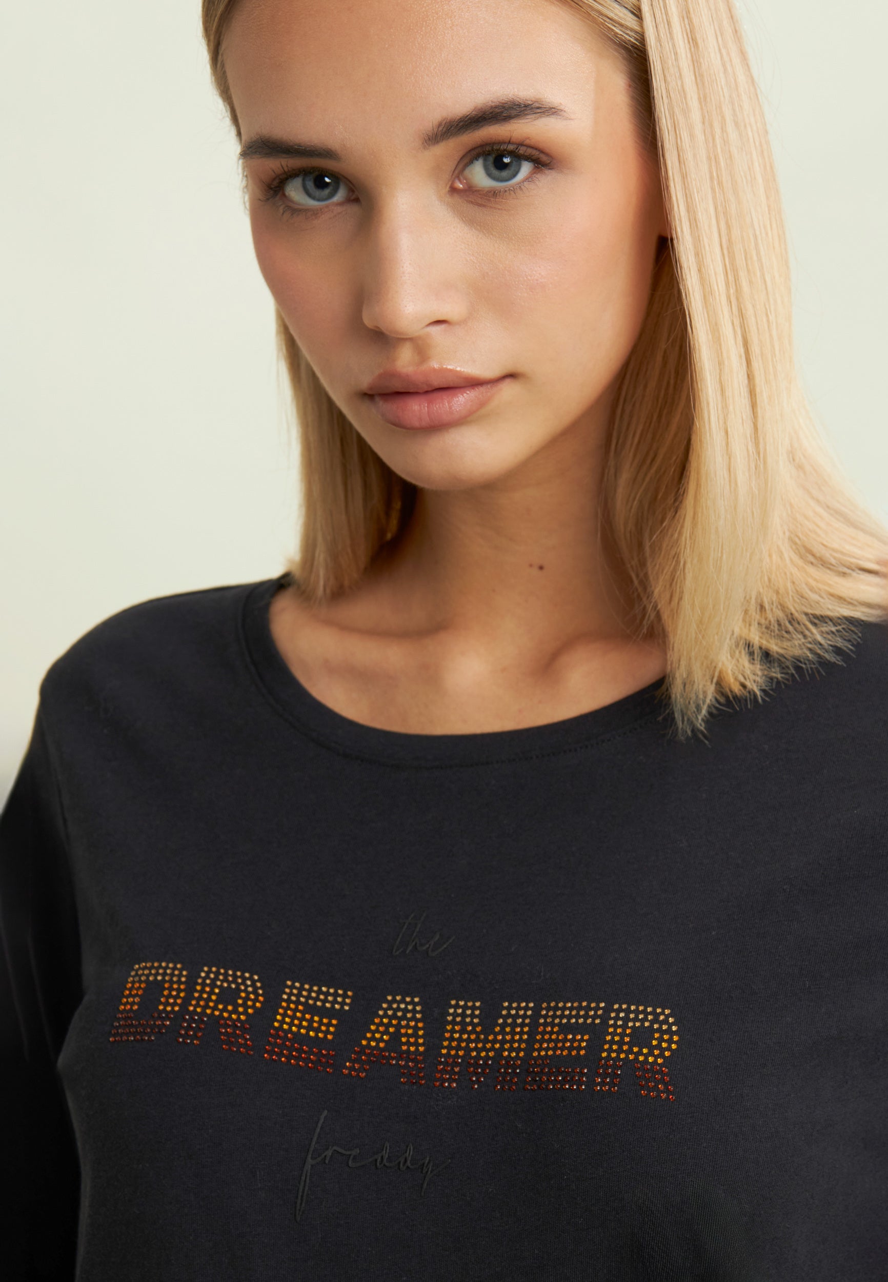 freddy-t-shirt-donna-maniche-lunghe-dreamer-in-strass-jersey-supima image 3