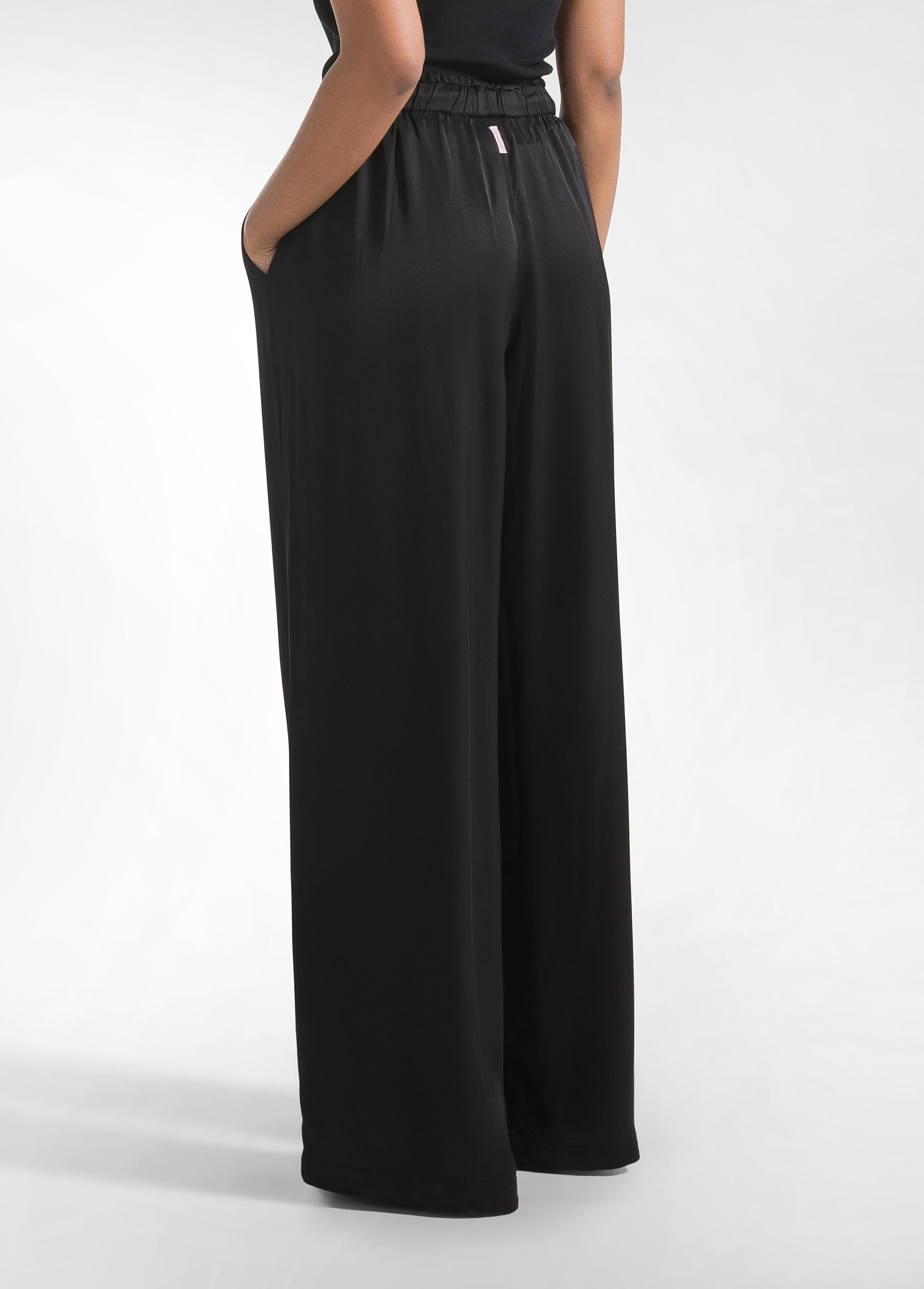 deha-pantaloni-palazzo-in-satin-nero-100-viscosa image 3