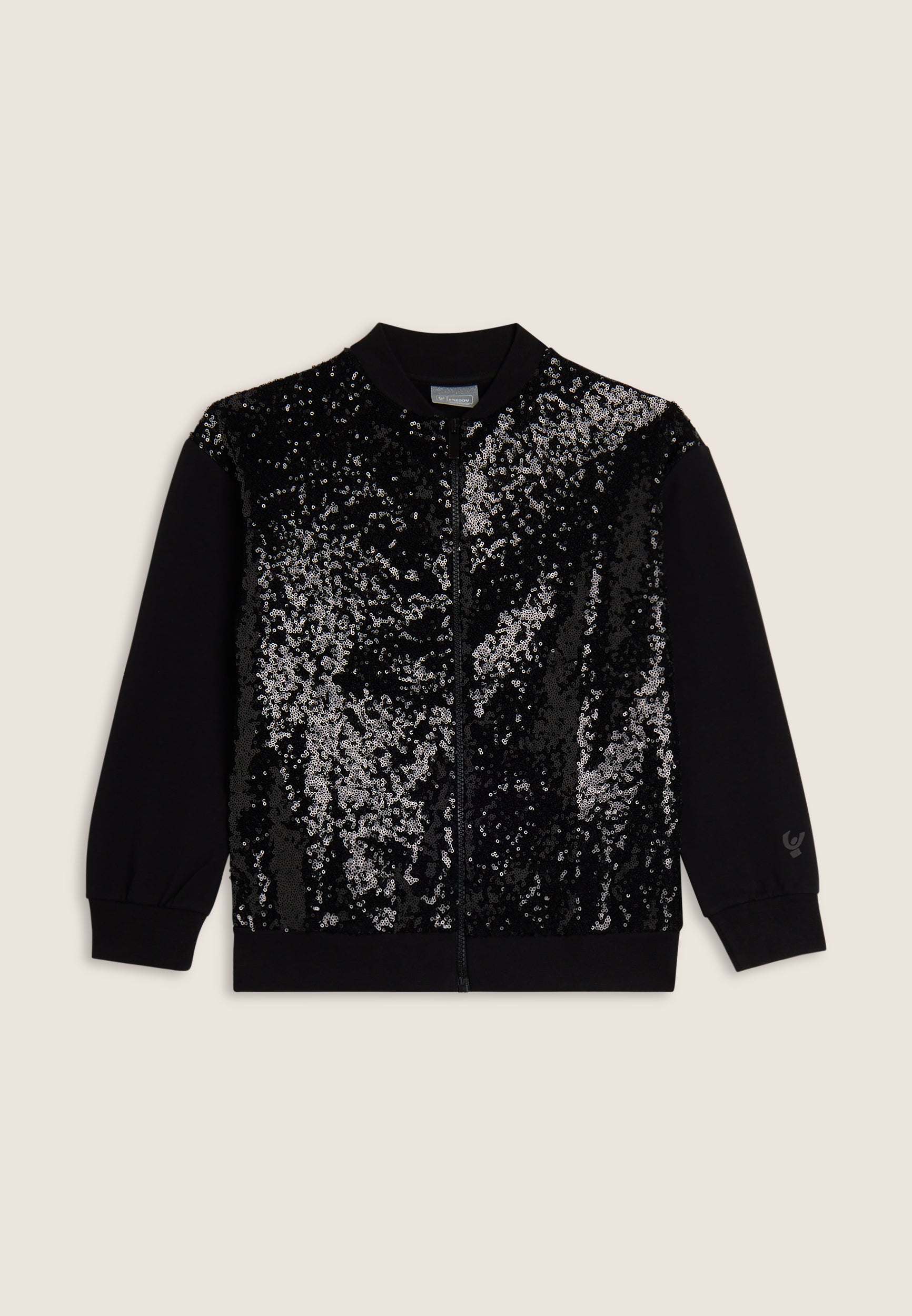 freddy-felpa-bambina-full-zip-con-paillettes-collo-bomber image 1