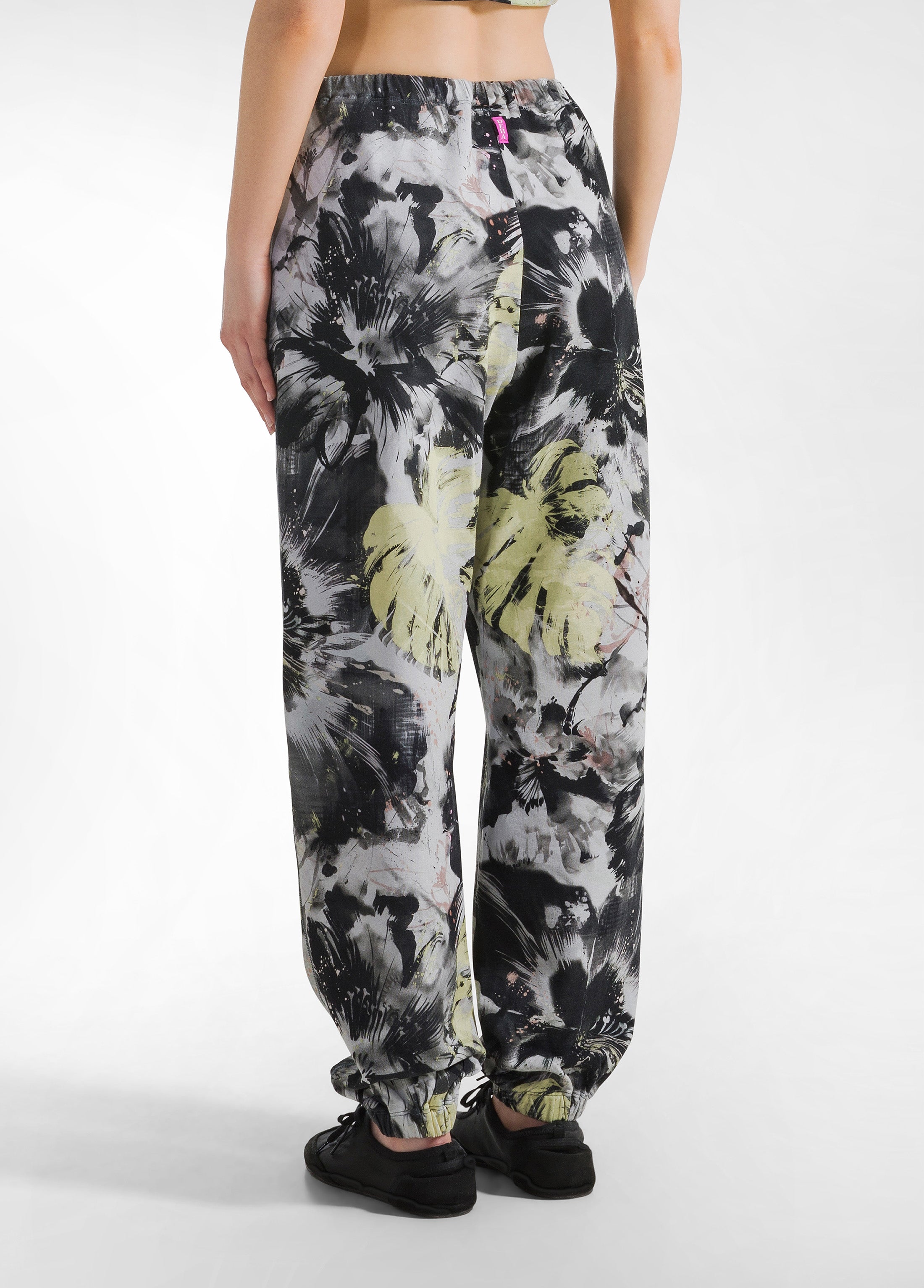 deha-pantalone-in-felpa-stampa-flower-grigio-pantaloni-leisure-cotone-organico image 3