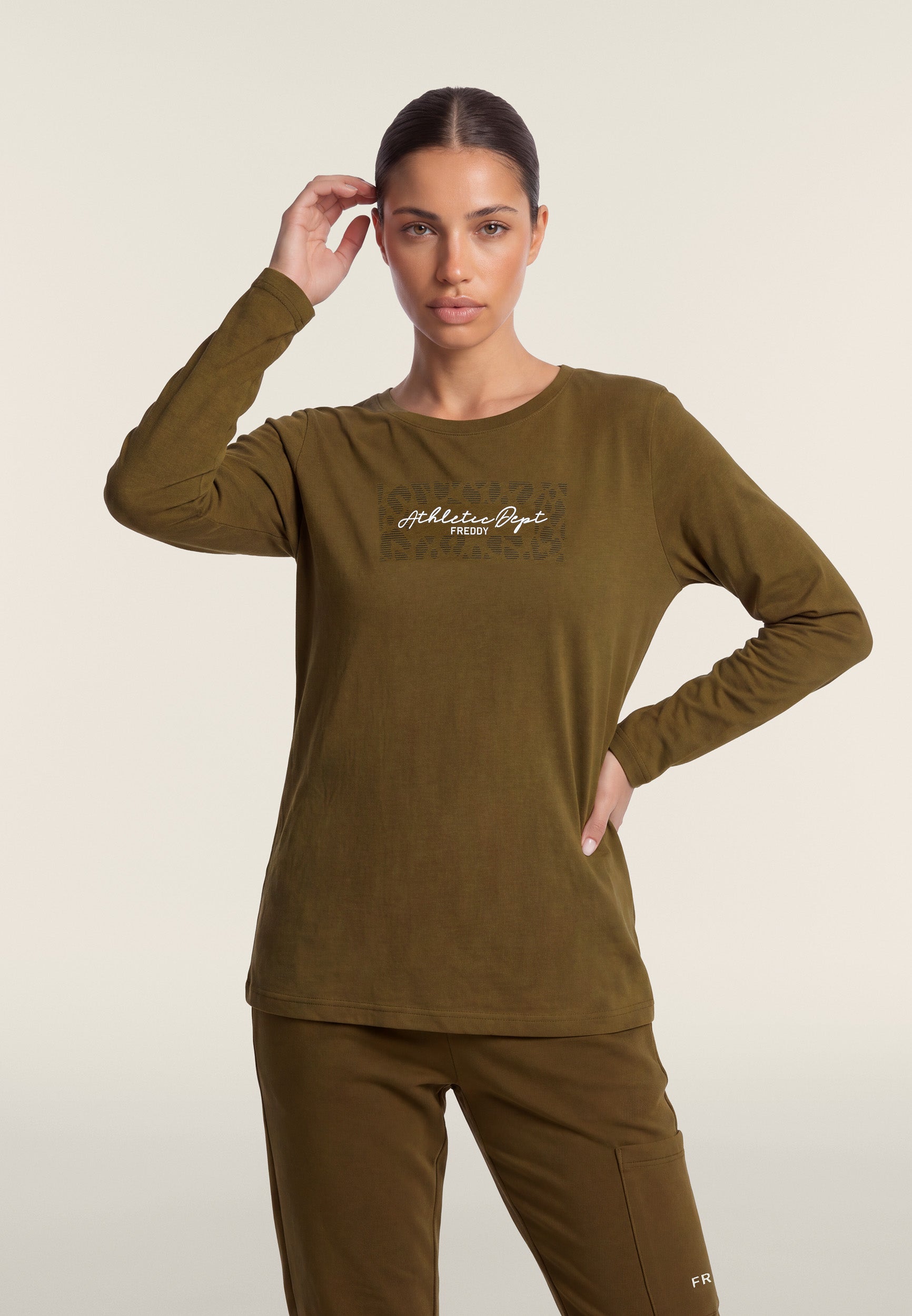 freddy-t-shirt-donna-manica-lunga-cotone-con-spacco-posteriore image 1