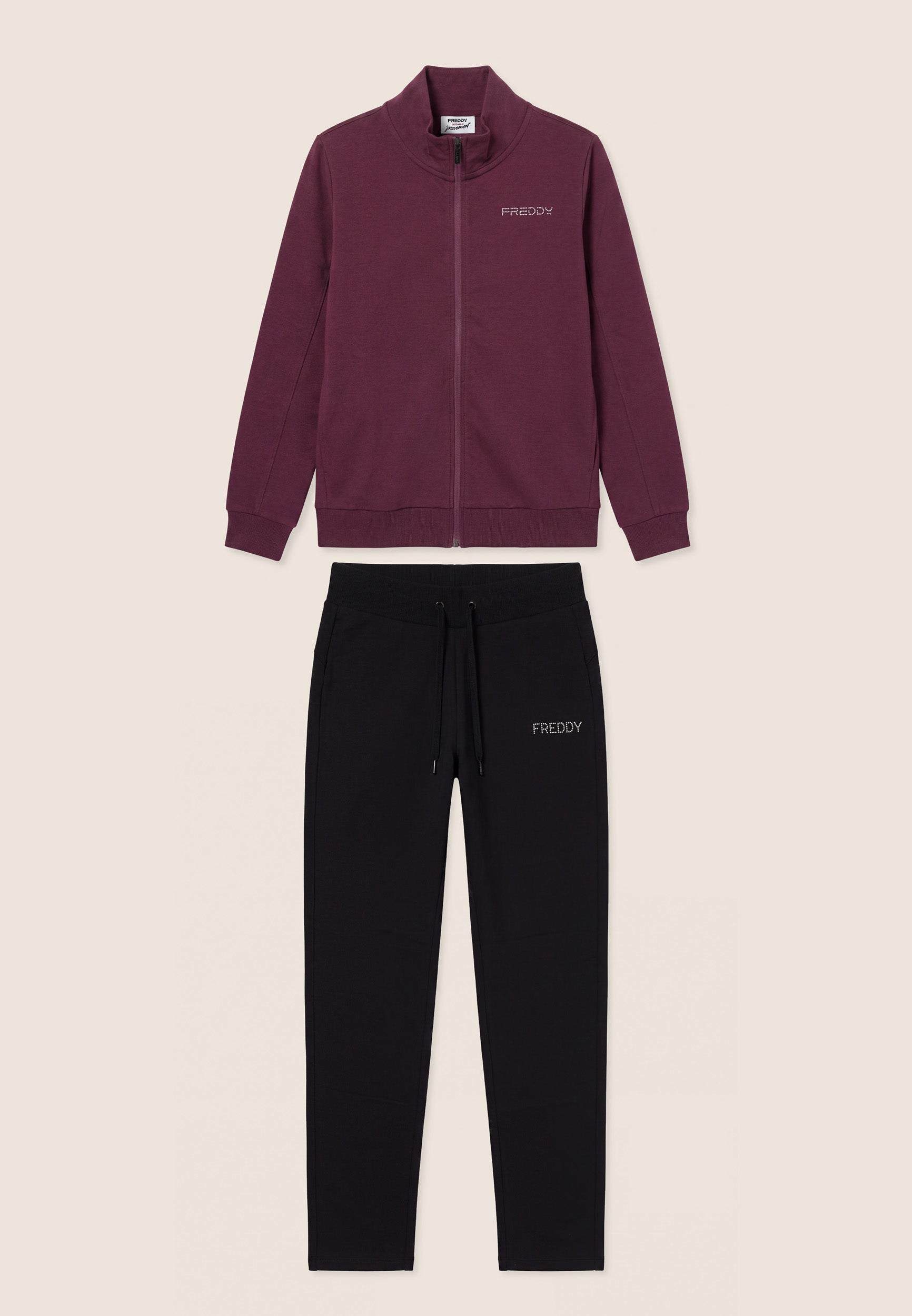 freddy-tuta-sportiva-donna-full-zip-collo-alto-con-loghi-in-perline image 4