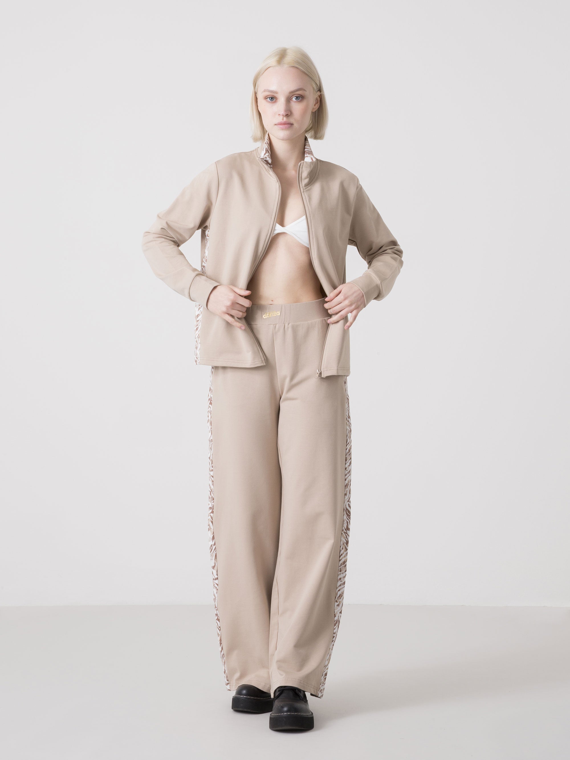 felpa-donna-full-zip-stretch-dimensione-danza-con-inserti-animalier image 2