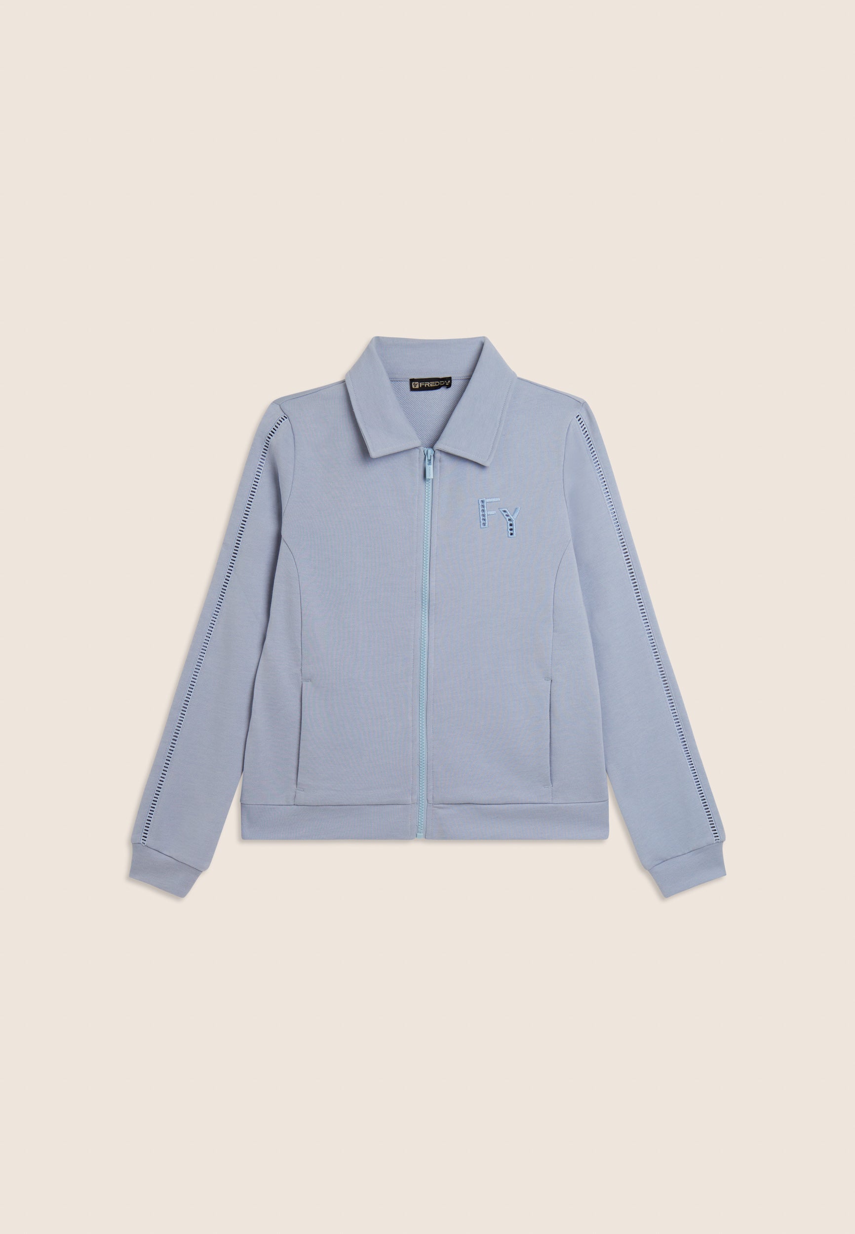 freddy-felpa-con-collo-a-camicia-zip-e-dettagli-ricamati image 5