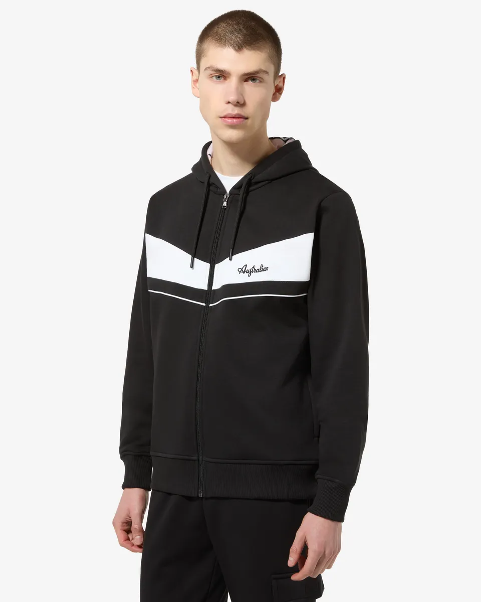 australian-raw-pink-track-jacket-giacca-felpa-con-cappuccio-nera image 1