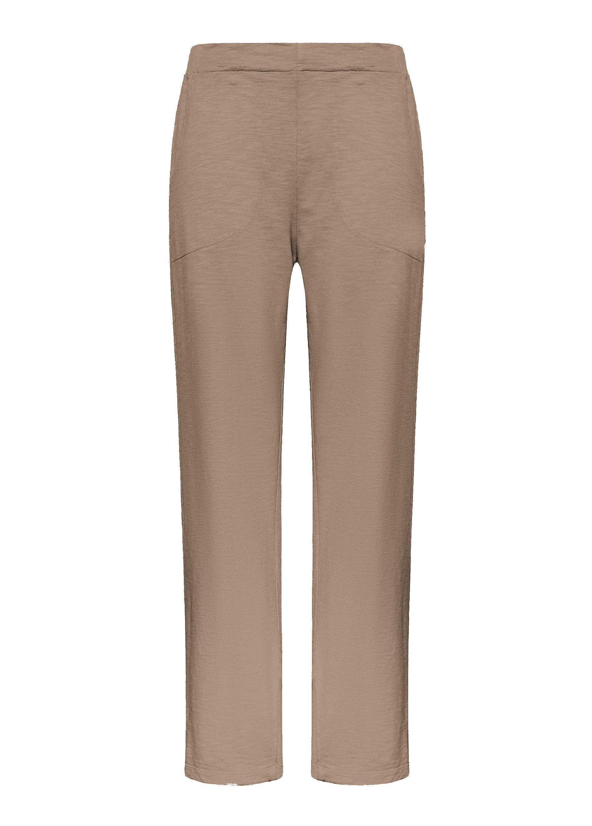 deha-d42665-pantaloni-dritti-cotone-fiammato-marrone image 1